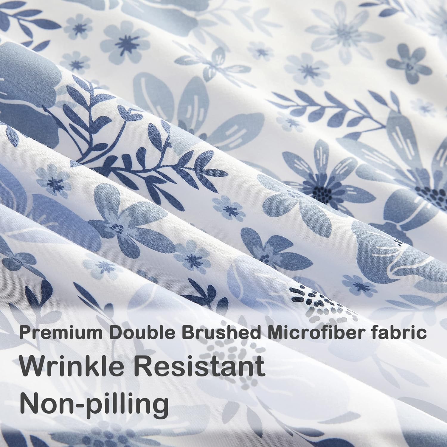 Mooreeke Sábanas matrimoniales florales, juego de sábanas de microfibra suave transpirable con estampado vintage, bolsillo profundo, sábana bajera