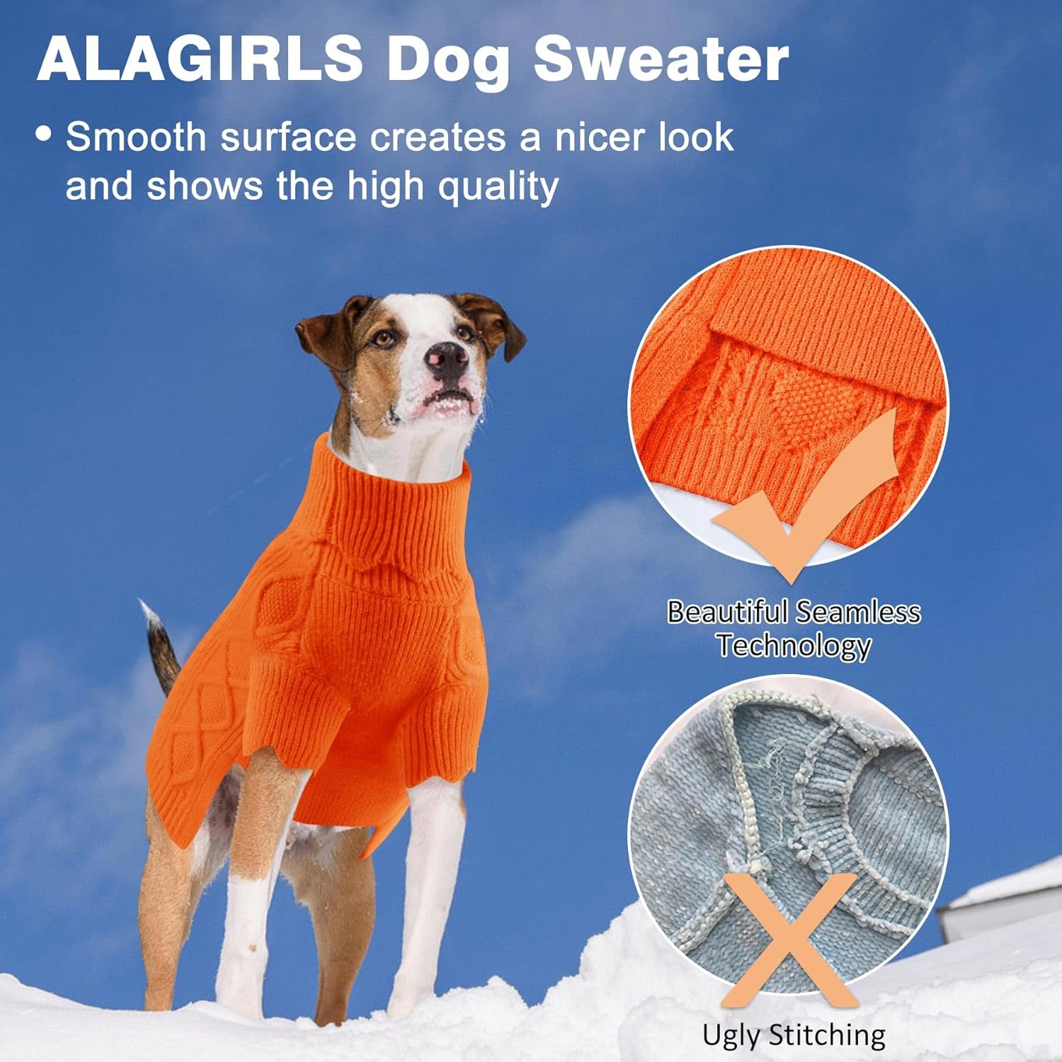 ALAGIRLS Suéter de cuello alto de punto extra pequeño para perro, lindo suéter de Navidad para gatos, abrigo cálido de invierno para perro,