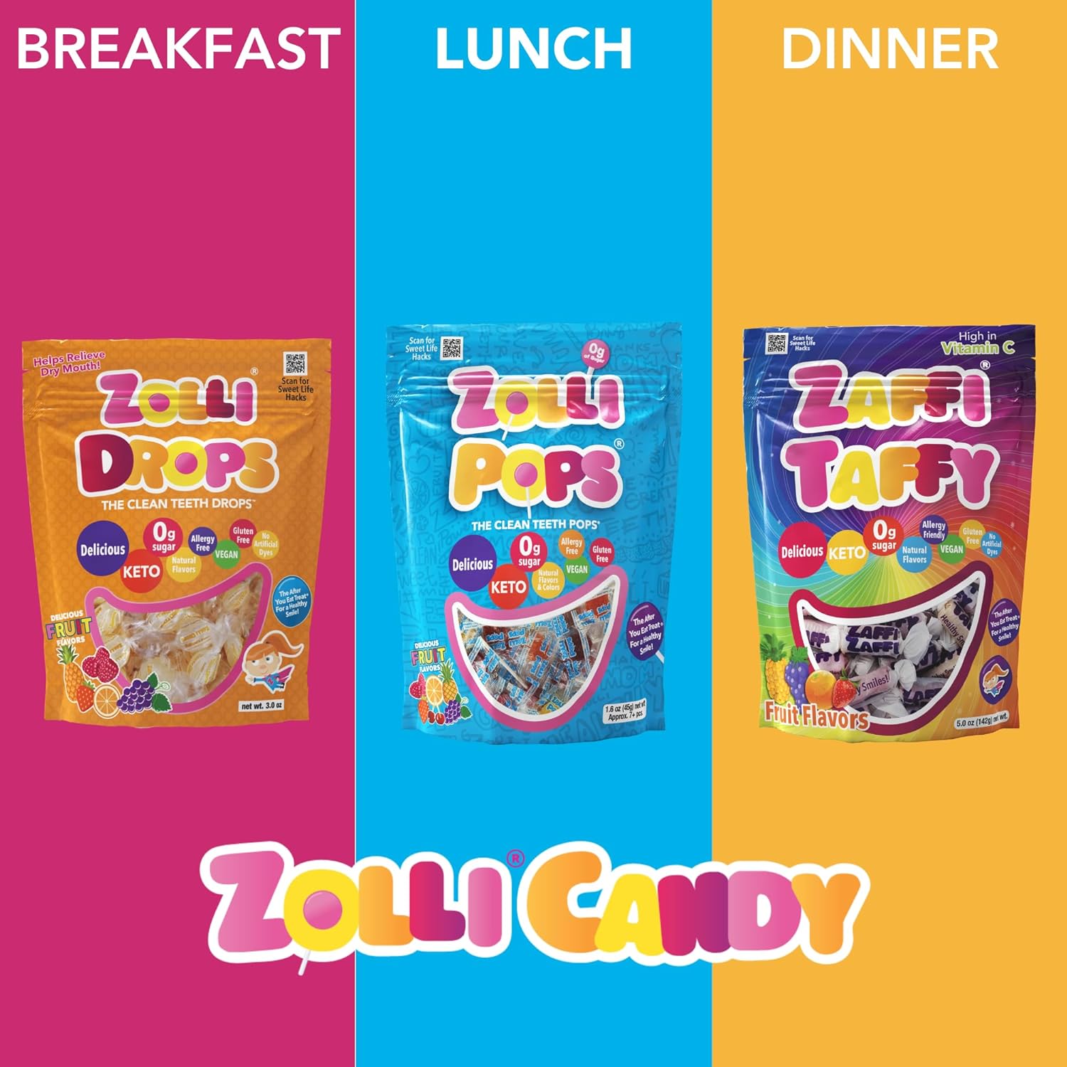 Zollipops Blue Raspberry-Grape Duo Pops – Sin azúcar, sin alergias, vegano, apto para dieta cetogénica y diabética, caramelo de dientes limpios,