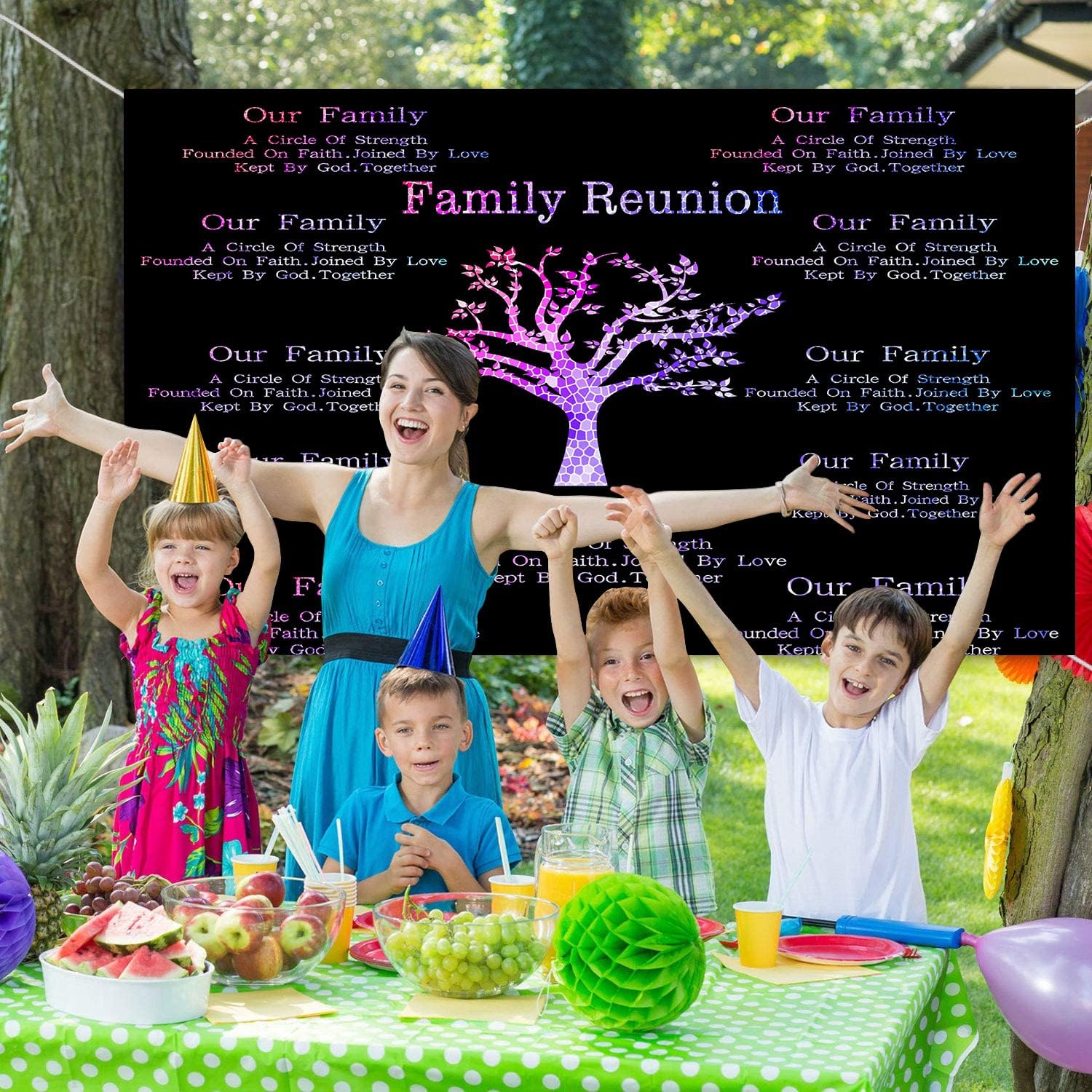 BJZSMT189 – Telón de fondo de reunión familiar de estilo morado para decoración de reunión familiar, decoración de reunión familiar, suministros de