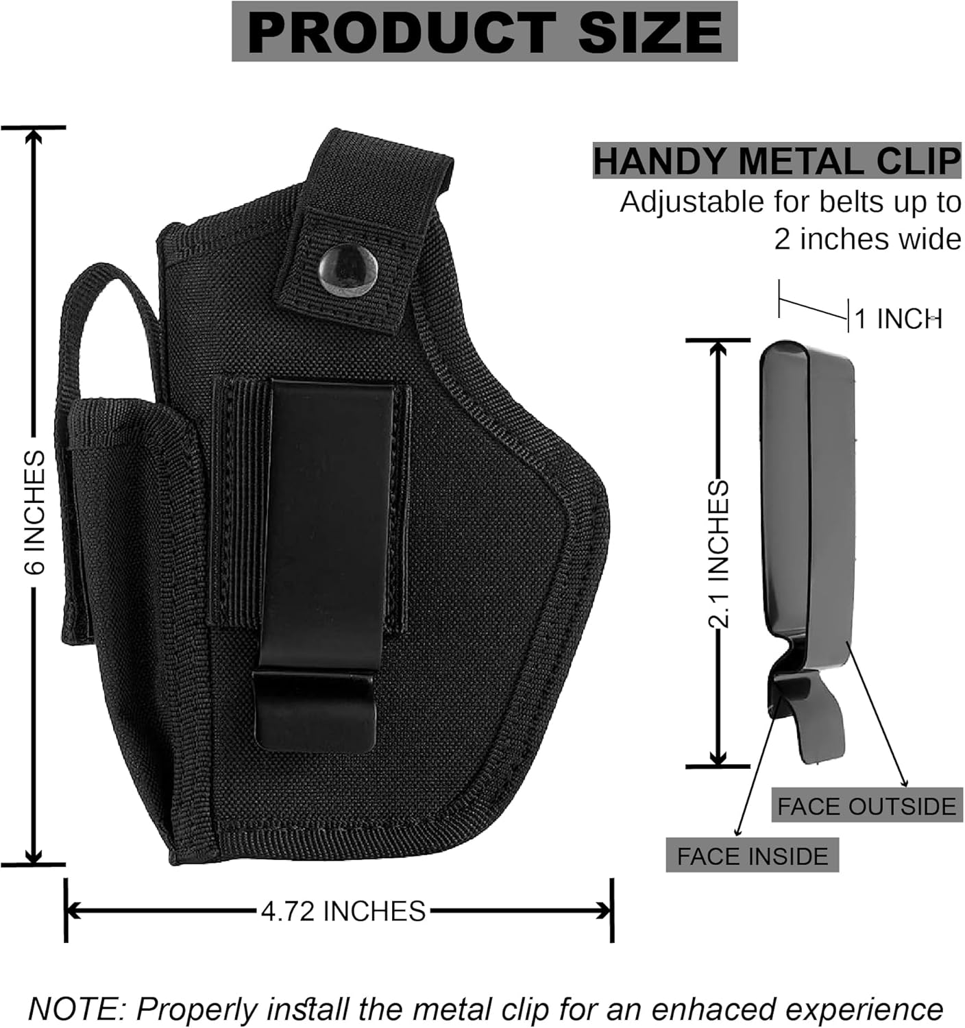 Fundas de pistola para hombresmujeres, funda 380 para pistolas, funda universal de Airsoft derechaizquierda, IWBOWB de 0.354 in para transporte