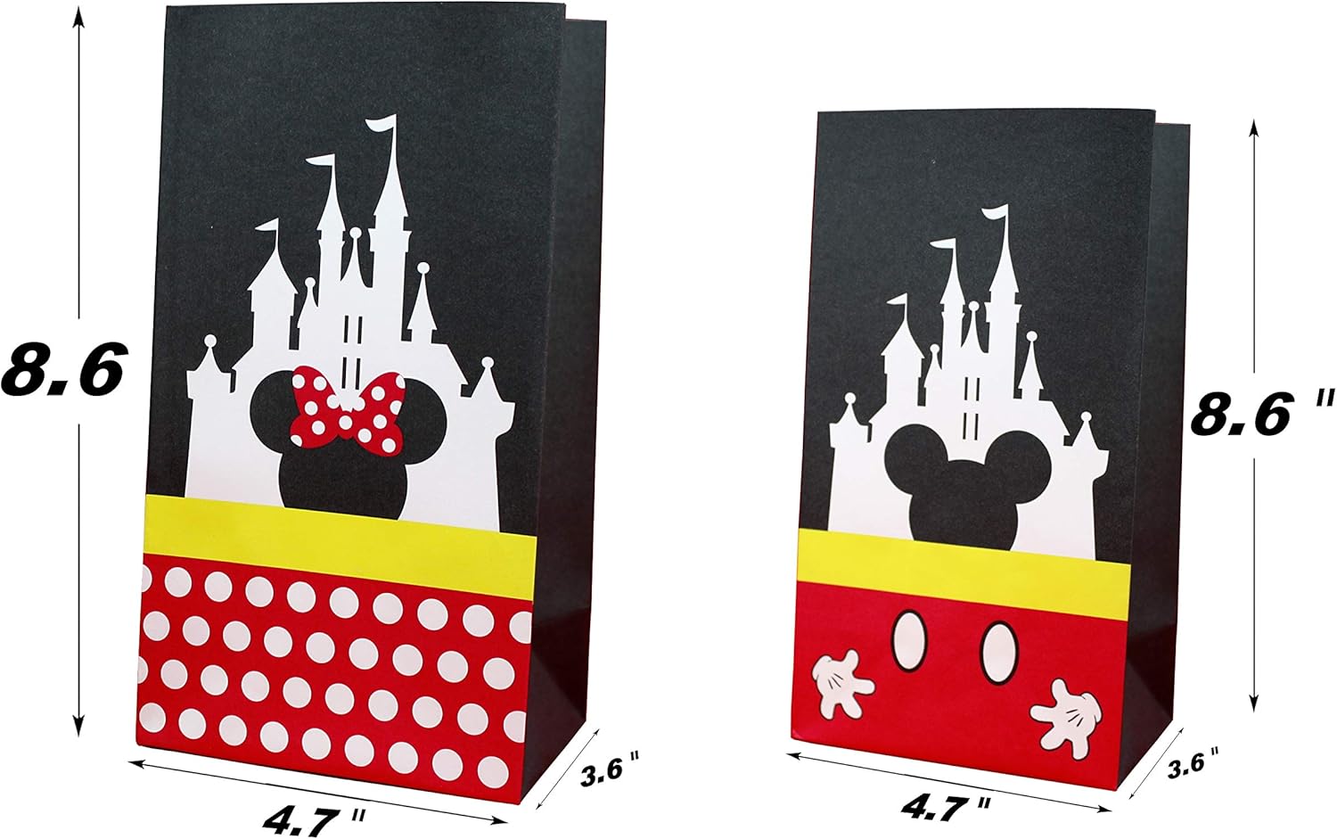 Bolsas de regalo de fiesta, bolsas de dulces para cumpleaños, baby shower, boda, suministros de decoración temática de Mickey Minnie con