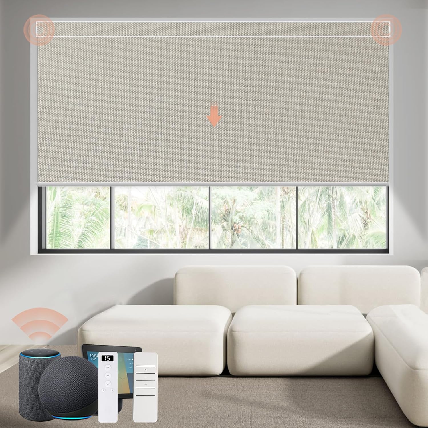 Persianas motorizadas con control remoto Canisteo – Persiana inteligente automática para ventanas 100% opacas, persianas eléctricas funcionan con