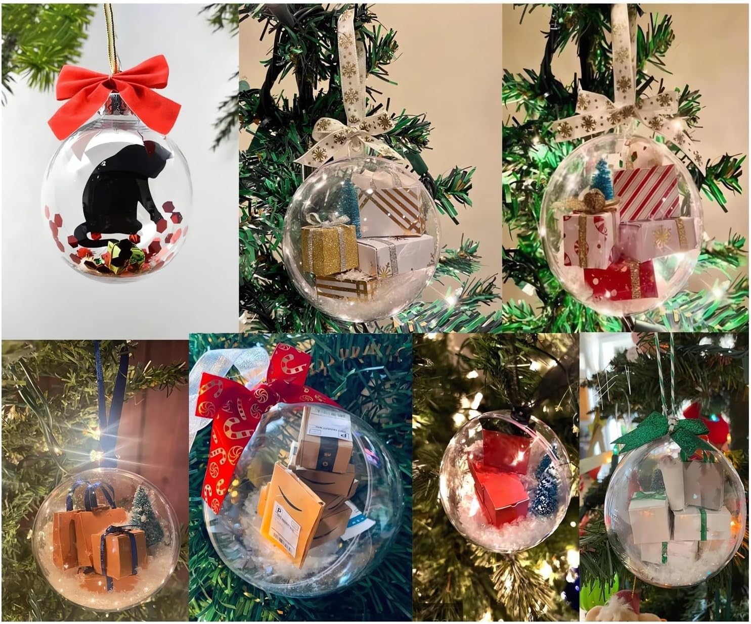 Bolas de Navidad, decoraciones de Navidad, mini paquetes de adorno de Navidad, mini caja exprés, decoración de árbol