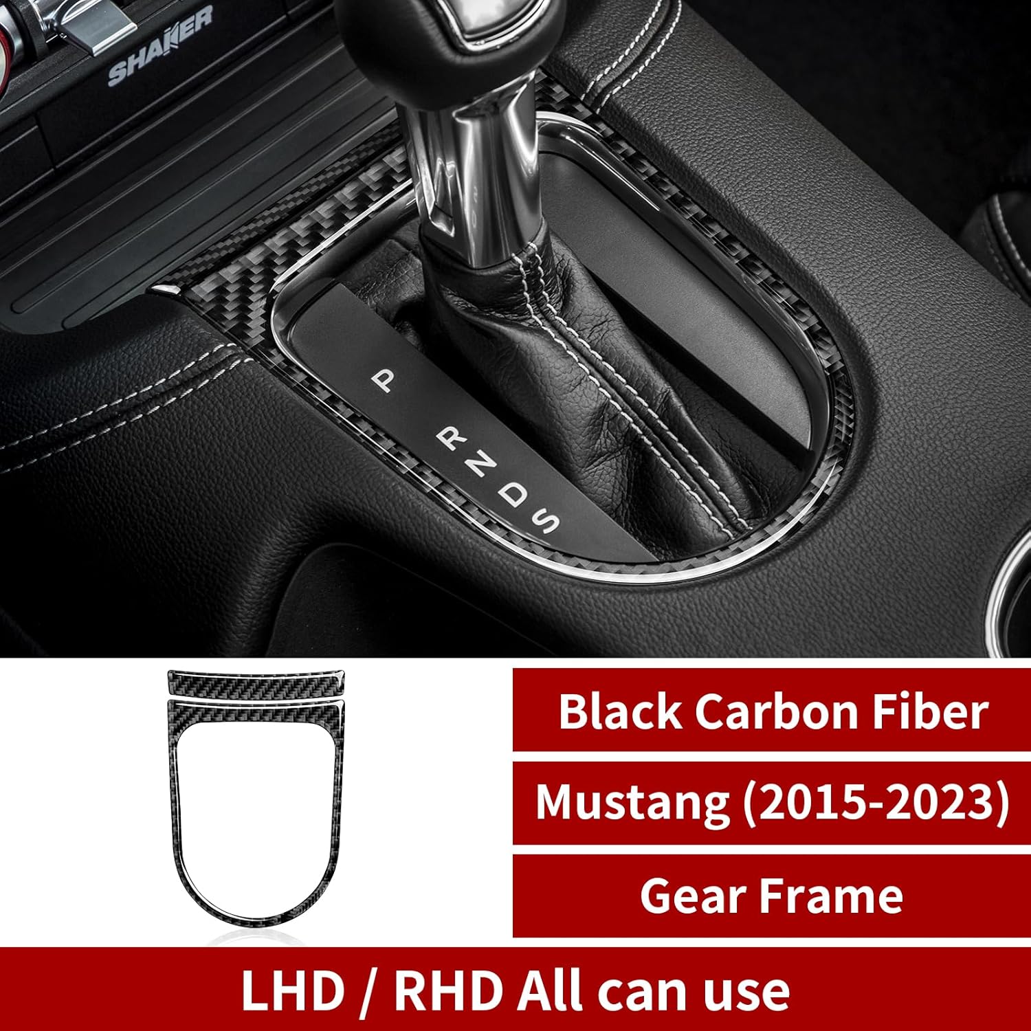Adhesivo de panel de engranajes de fibra de carbono para Ford Mustang 2015 2016 2017 2018 2019 2020 2021 2022 2023