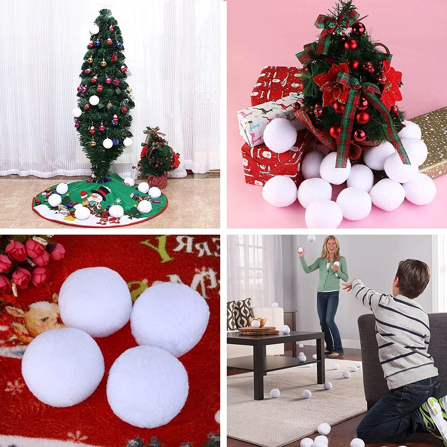 Juego de 75 bolas de nieve para interiores, bolas de nieve falsas para niños en interiores, decoración de bolas de nieve falsas blancas de Navidad