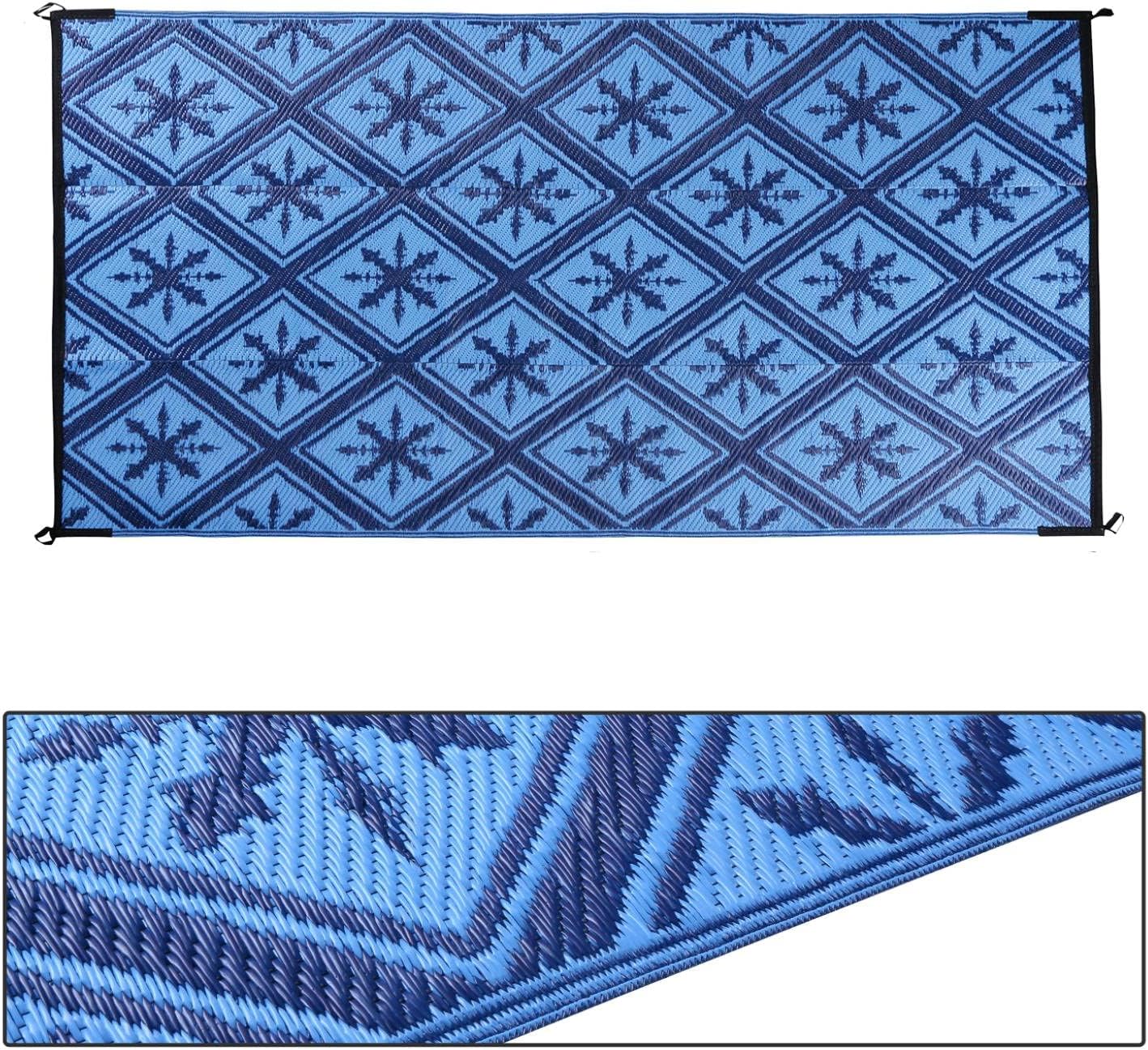 Alfombra impermeable para exteriores, 9 x 12 pies, portátil, ligera, de plástico, para patio, campamento
