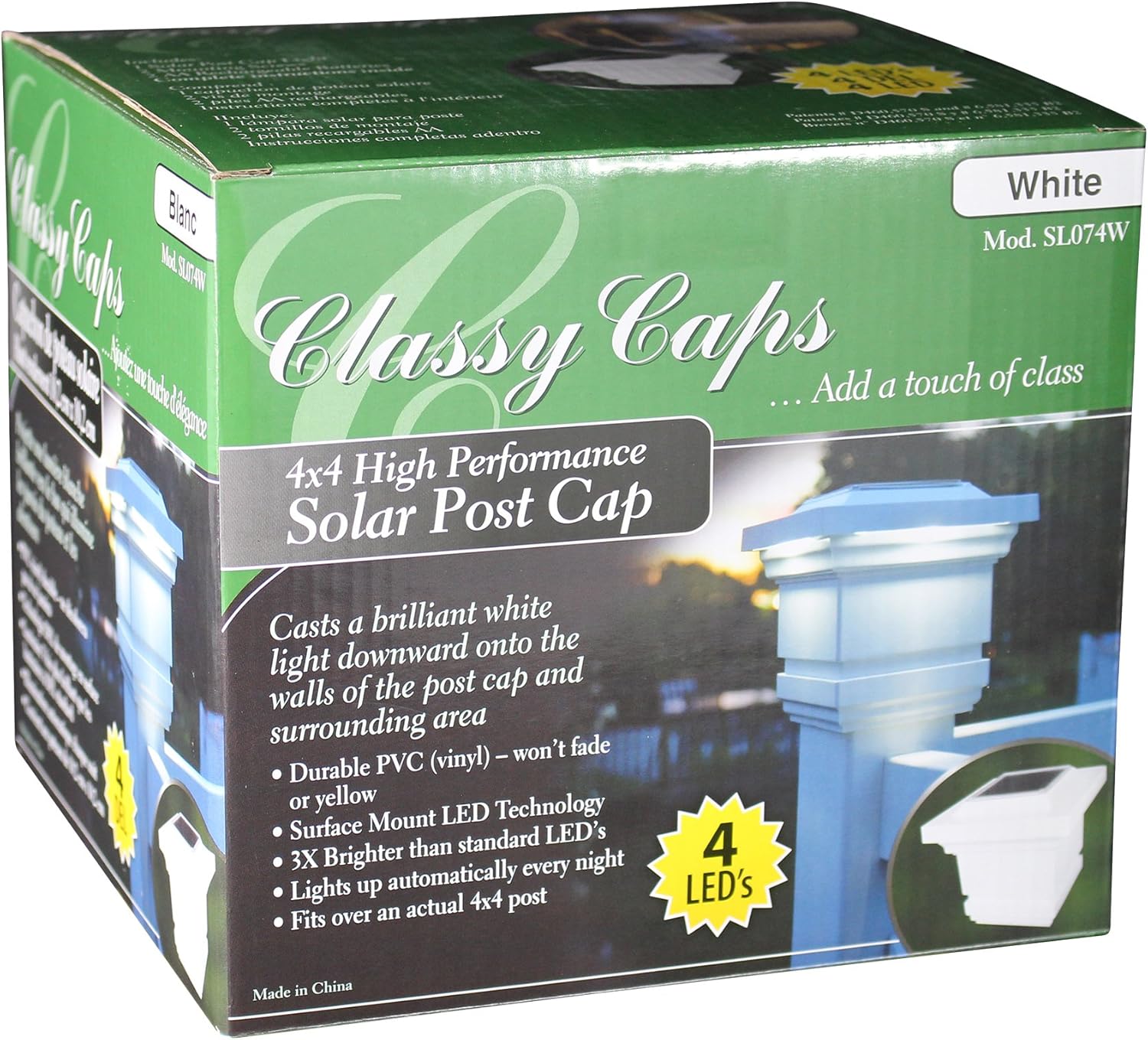 Classy Caps SL133 – Lámpara solar de pared y cubierta con sensor de movimiento, color blanco
