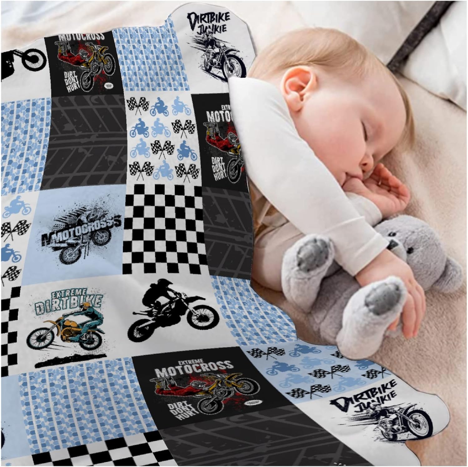 Manta de bebé de motocross de motocross súper suave, manta para bebé, recién nacido, manta para bebé para cochecito, regalo de bebé para cuna, XS 30