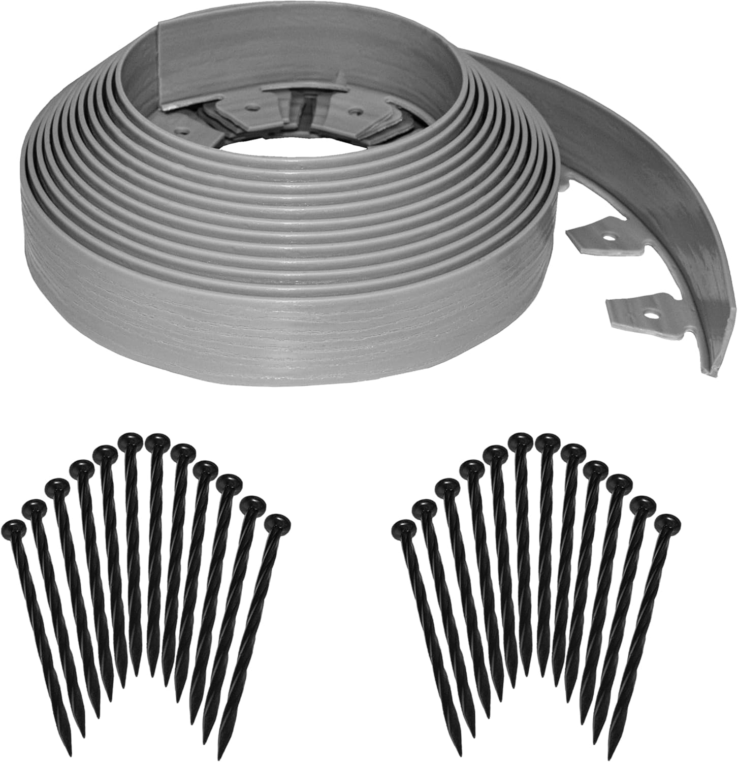 EasyFlex Borde de paisaje de pared alta sin excavación con picos de anclaje, 2.5 pulgadas. Brder de jardín de plástico recto alto con textura de