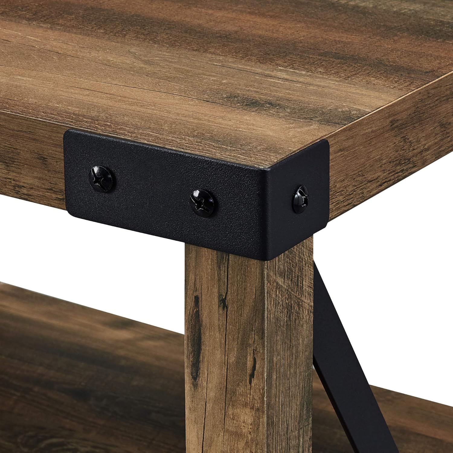 Walker Edison – Mueble de almacenamiento moderno, estilo casa de campo, de metal y madera, con laterales en X, para sala de estar, para TV de hasta