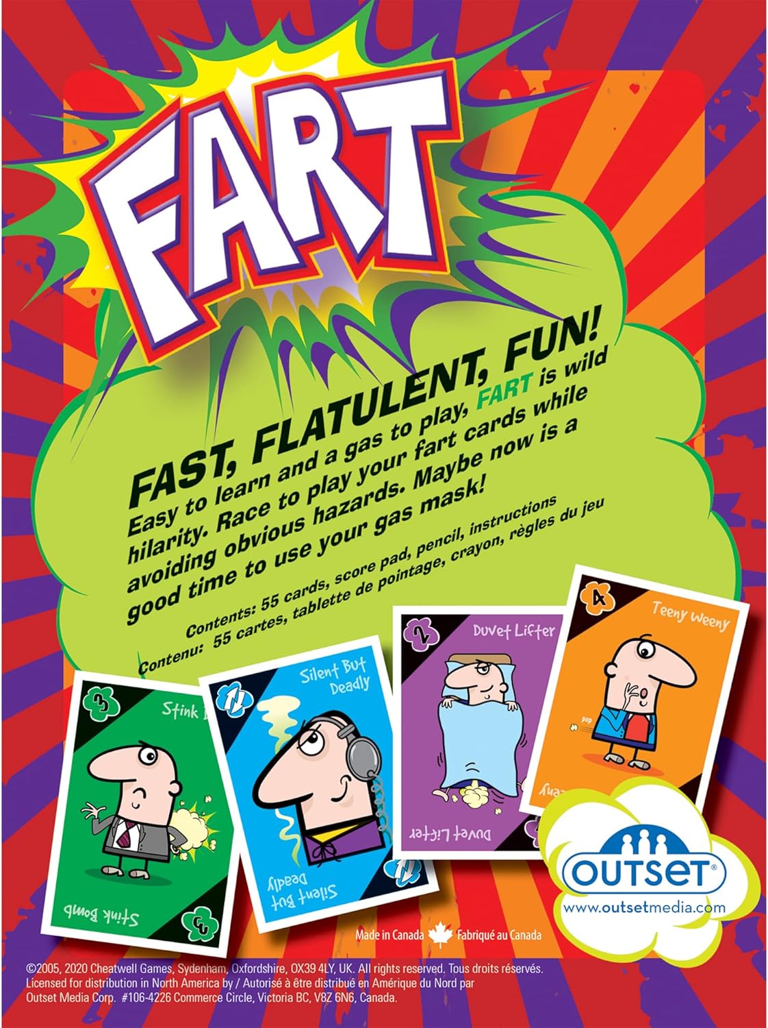 Fart – Juego de cartas The Explosive, fácil de aprender, diversión flatulenta rápida, juego de fiesta para niños y amigos, divertido acción rápida,