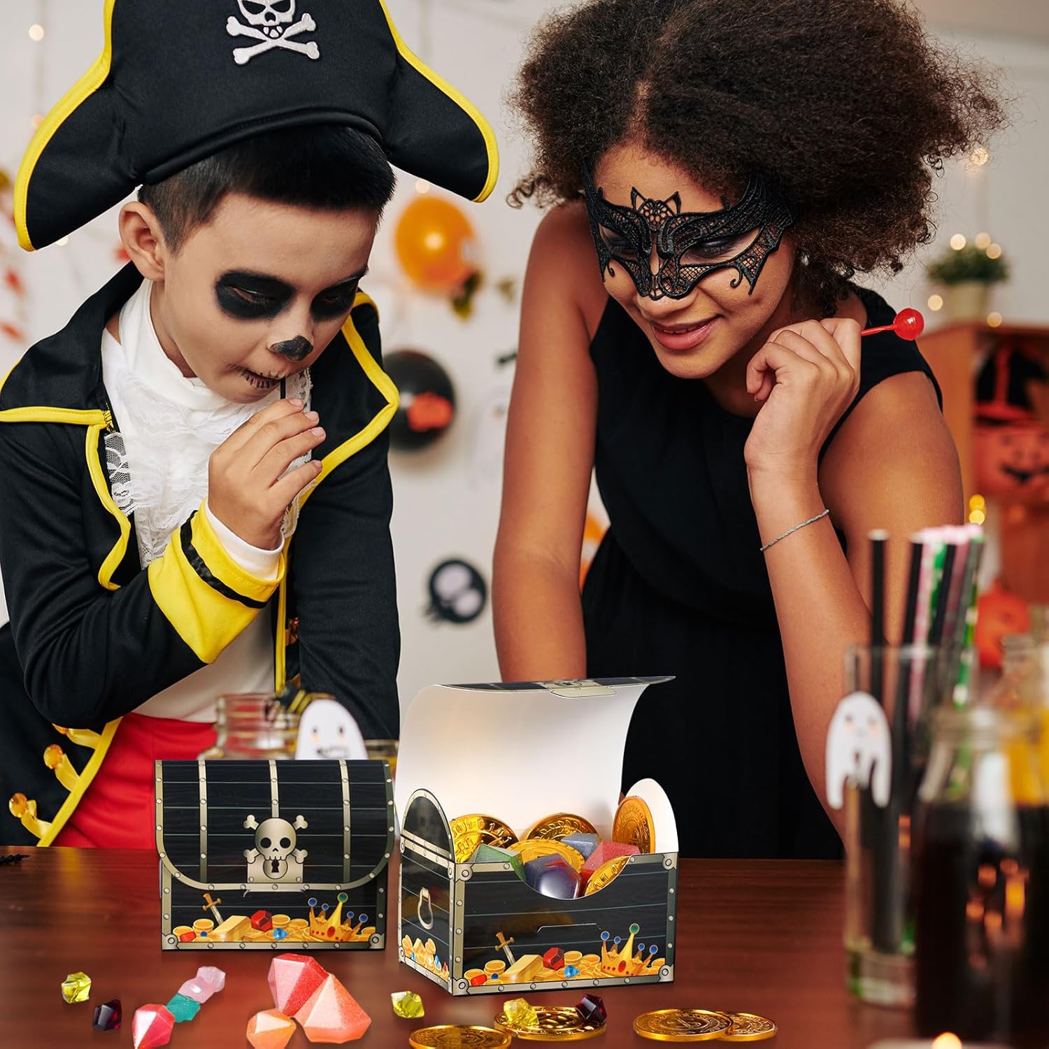 24 cajas de tesoro pirata, caja de recuerdos de fiesta pirata, cajas de dulces del tesoro, cajas de regalo pirata, cajas de regalo para Halloween,