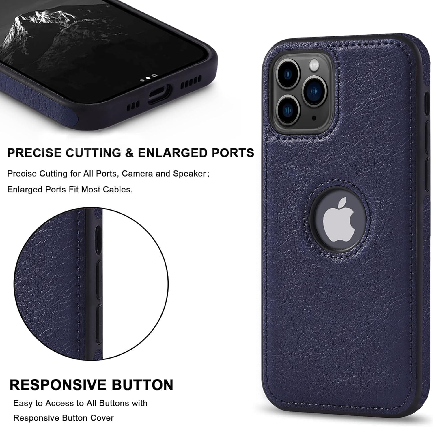 Funda protectora de piel de lujo con diseño único para iPhone 11 Pro Max, antideslizante, resistente a los arañazos, ultra delgada, funda protectora