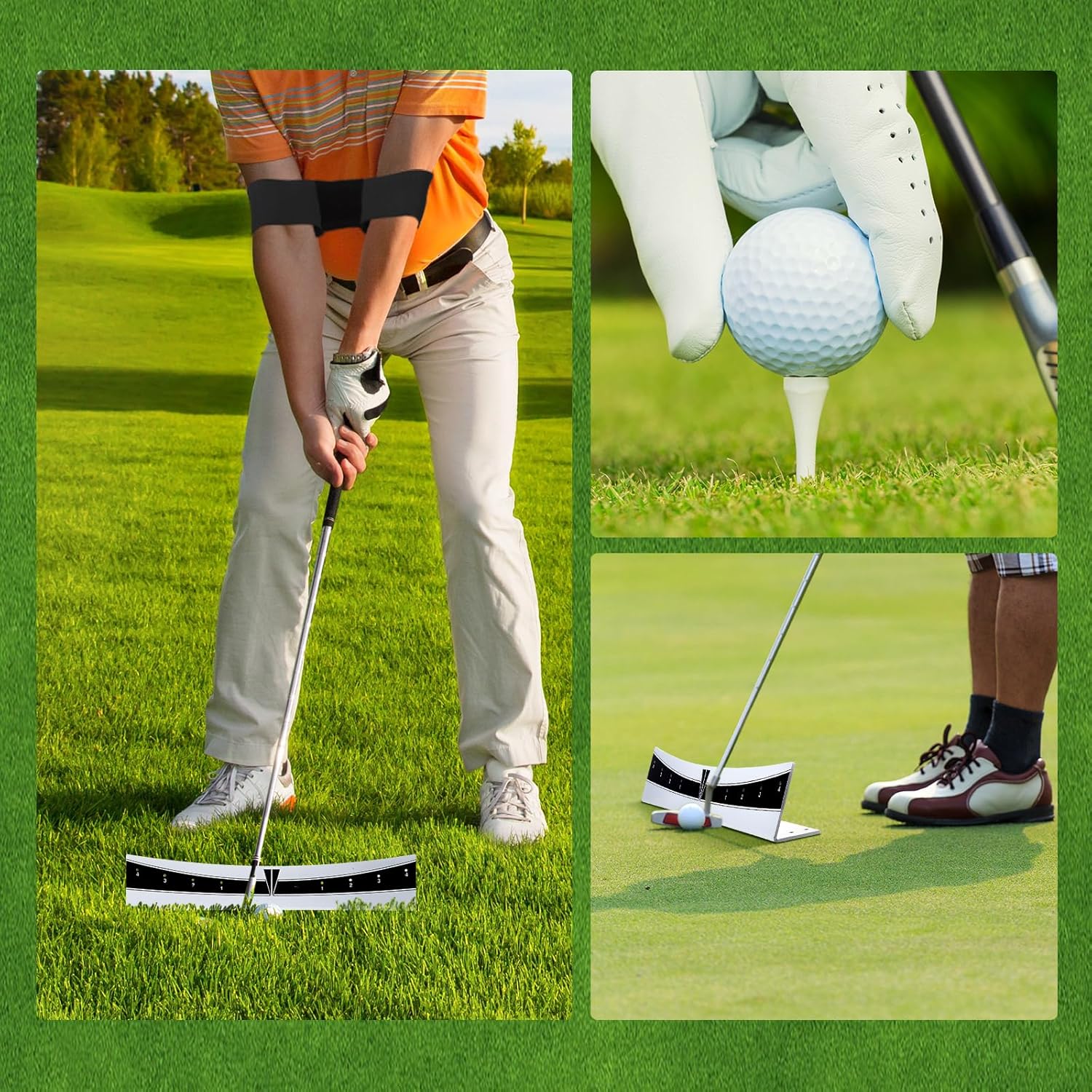 Carril de golf para poner borde de golf, riel de golf, ayuda de entrenamiento de swing de golf, pista de putting portátil para mejorar el putting,