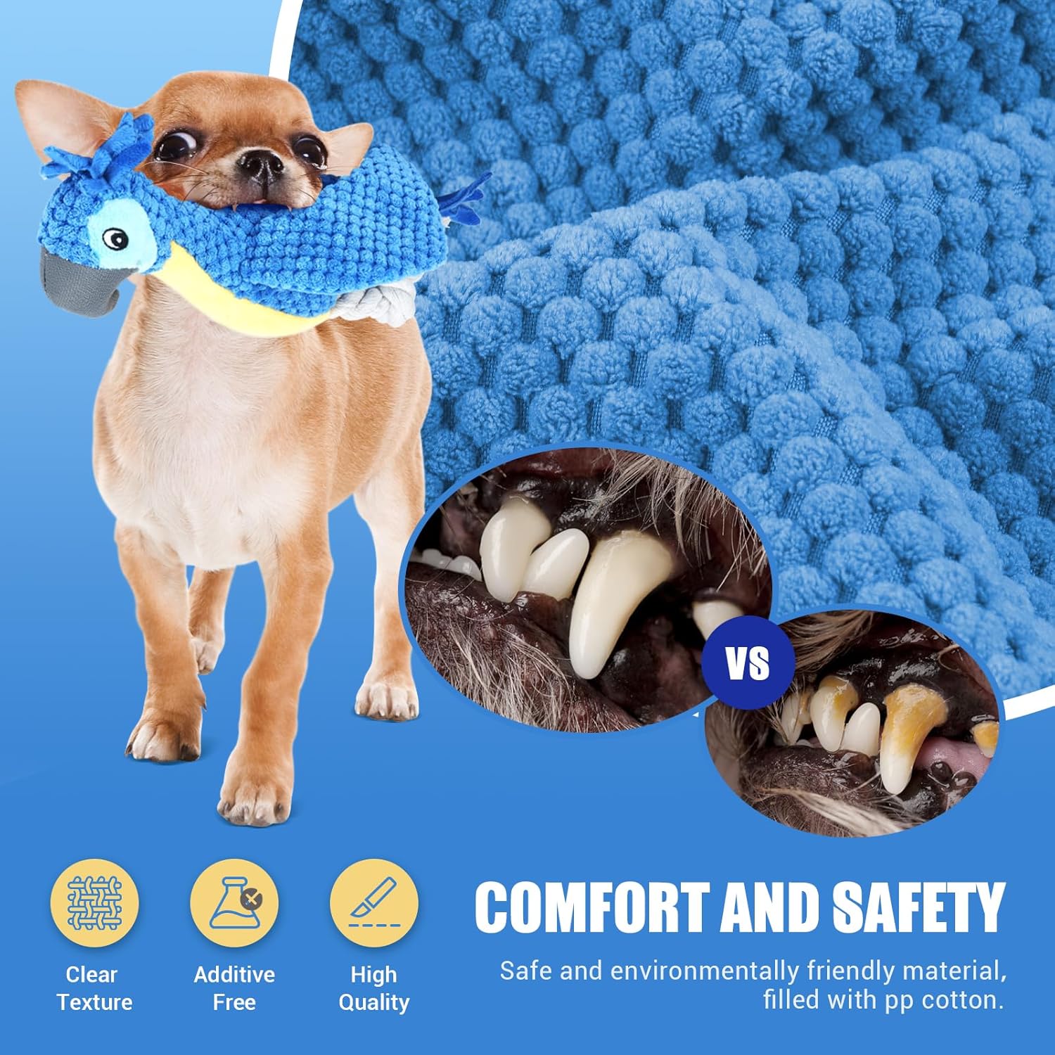 ROSAUI 2 juguetes chirriantes de felpa para perros, exquisito diseño de loro, pana suave con textura de piña, juego interactivo para perros