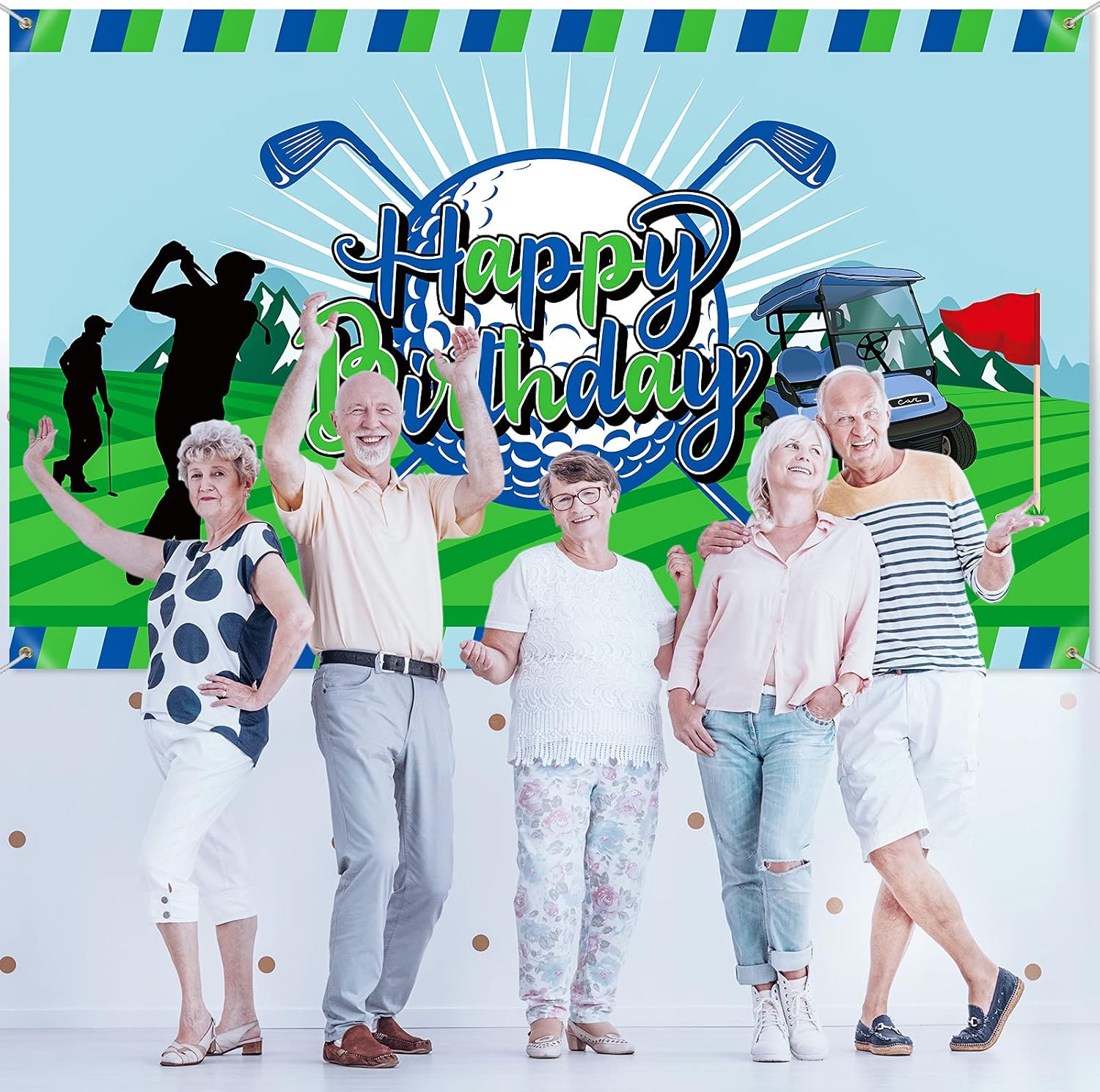 Decoración de fiesta de cumpleaños de golf, telón de fondo de feliz cumpleaños, cartel de cabina de fotos, fondo de fotografía para golf, deportes,