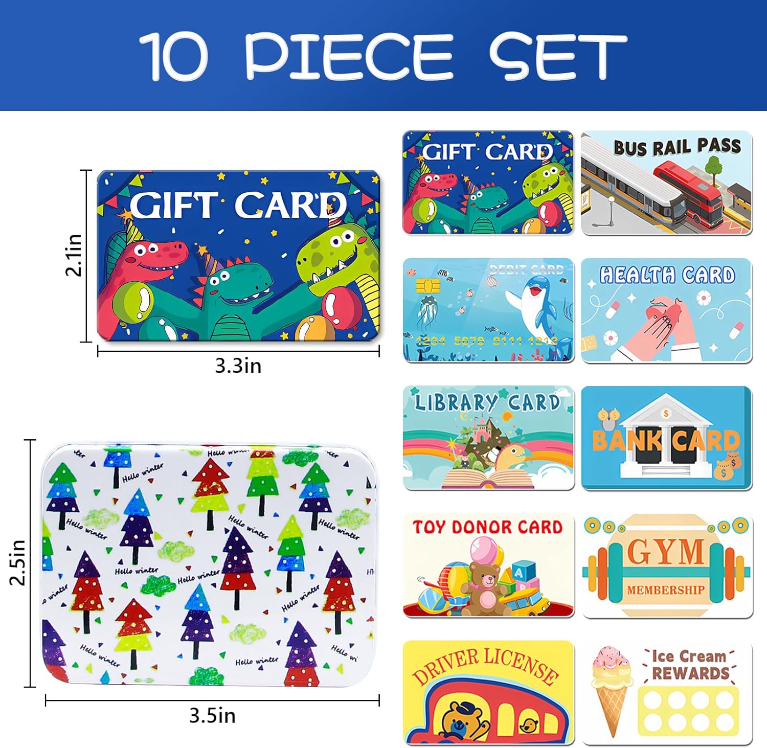 10 tarjetas de crédito falsas para niños, tarjetas de crédito, tarjetas de crédito realistas para juegos de débito para niñas y niños