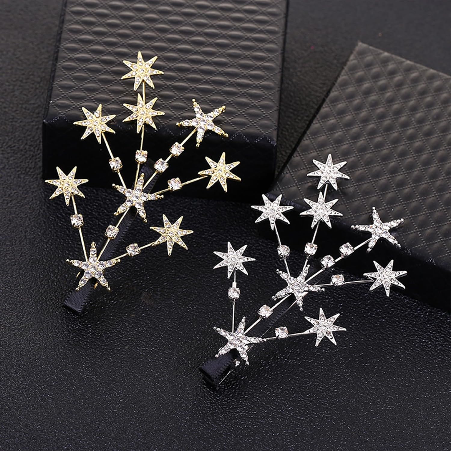 4 pinzas de metal con diamantes de imitación de estrella de cinco puntas para mujeres y niñas, tocados decorativos de cristal, accesorios brillantes
