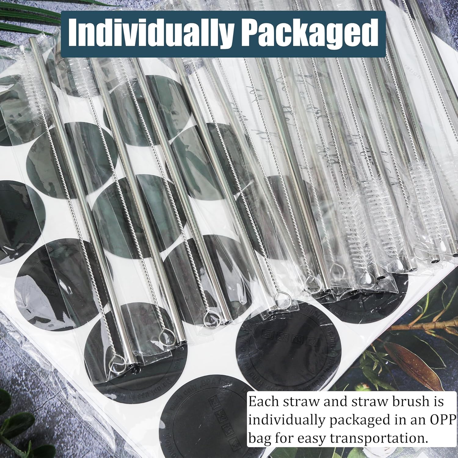 Pajitas de metal de acero inoxidable para vaso de sublimación de 20 onzas, con 25 popotes rectos reutilizables, 25 cepillos limpiadores de popotes y