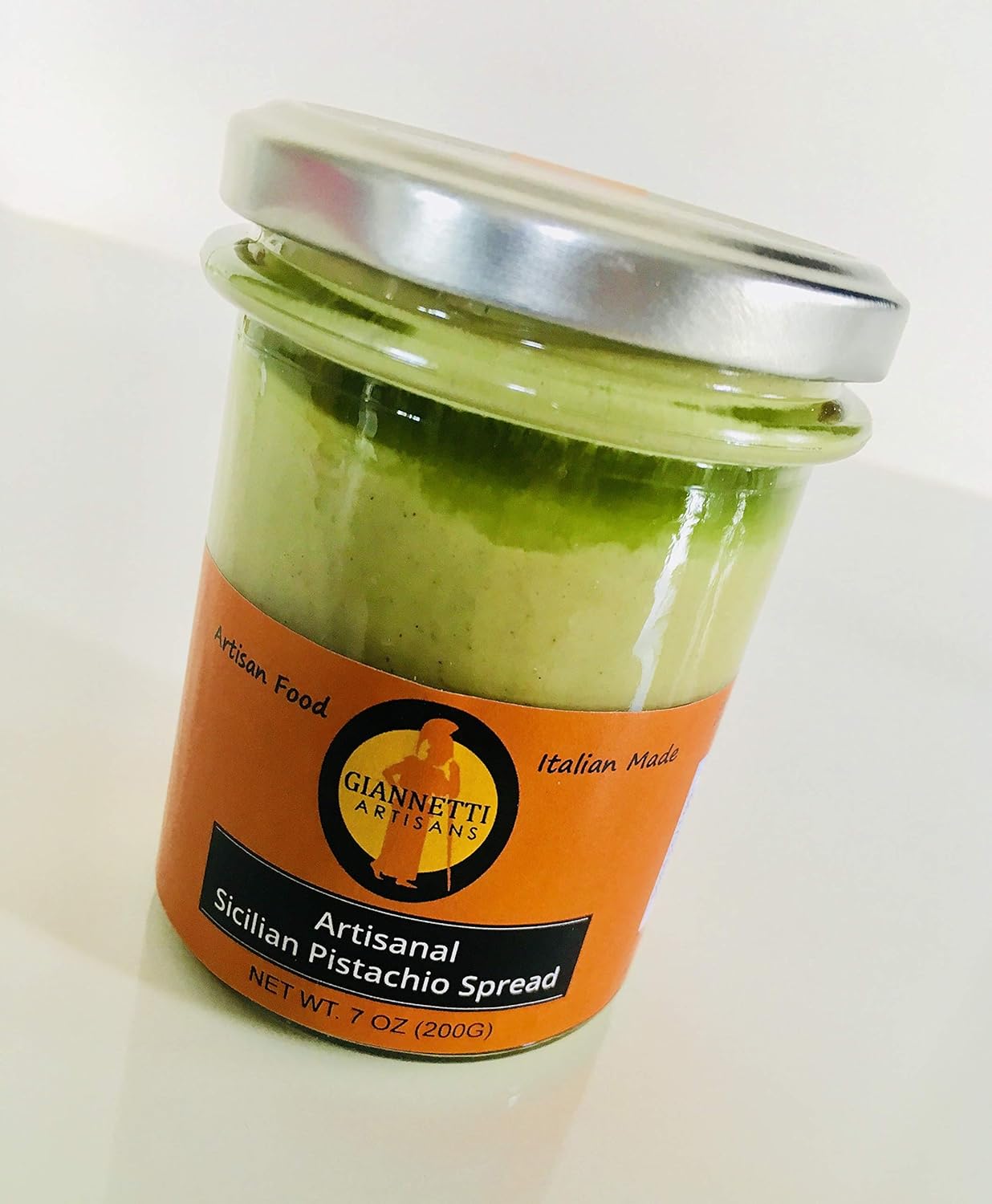 Giannetti Artisans Pistacho siciliano para untar hecho artesanalmente sin aceite de palma y pistachos sicilianos, importado de Bronte, Sicilia, 7.05