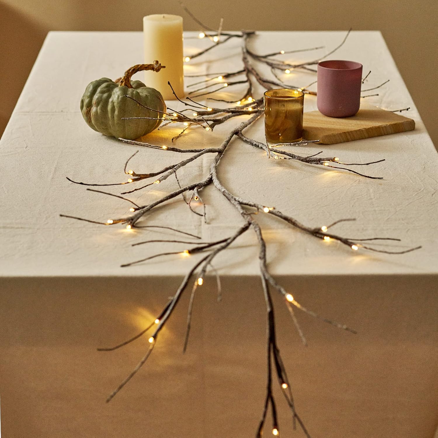 MIYA LIFE Guirnalda de ramas de nieve de Navidad, 6 pies, 48 LED, funciona con pilas, ramita iluminada para festival de invierno, fiesta, manto,
