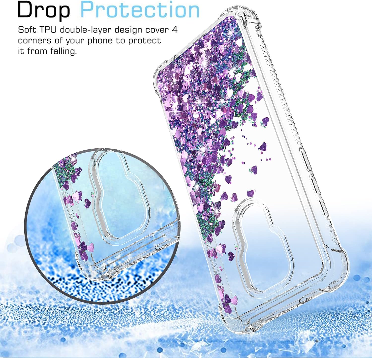 Funda compatible con Moto G Play, con protector de pantalla HD, a prueba de golpes, transparente, para niñas y mujeres, carcasa rígida de TPU para