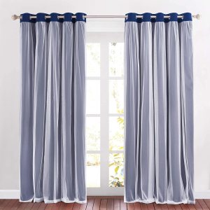PONY DANCE Cortinas opacas azul marino, cortinas grandes de doble capa con elegancia transparente, cortinas para sala de estar, para mezclar y PONY DANCE Cortinas opacas azul marino, cortinas grandes de doble capa con elegancia transparente, cortinas para sala de estar, para mezclar y