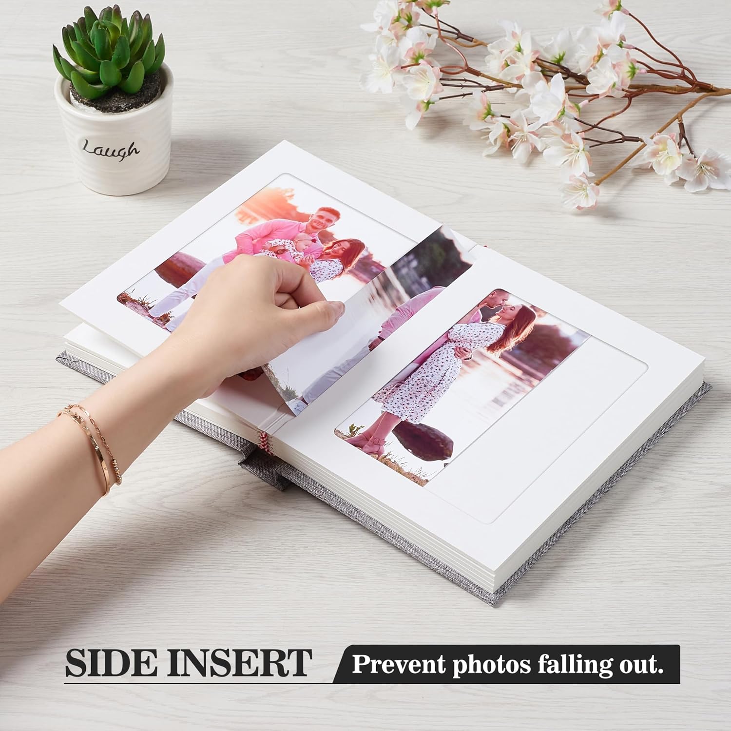 Pssoss Álbum de fotos de 5 x 7 pulgadas con cubierta de lino para escritura, álbum de fotos de 5 x 7 pulgadas, con capacidad para 30 fotos, ideal