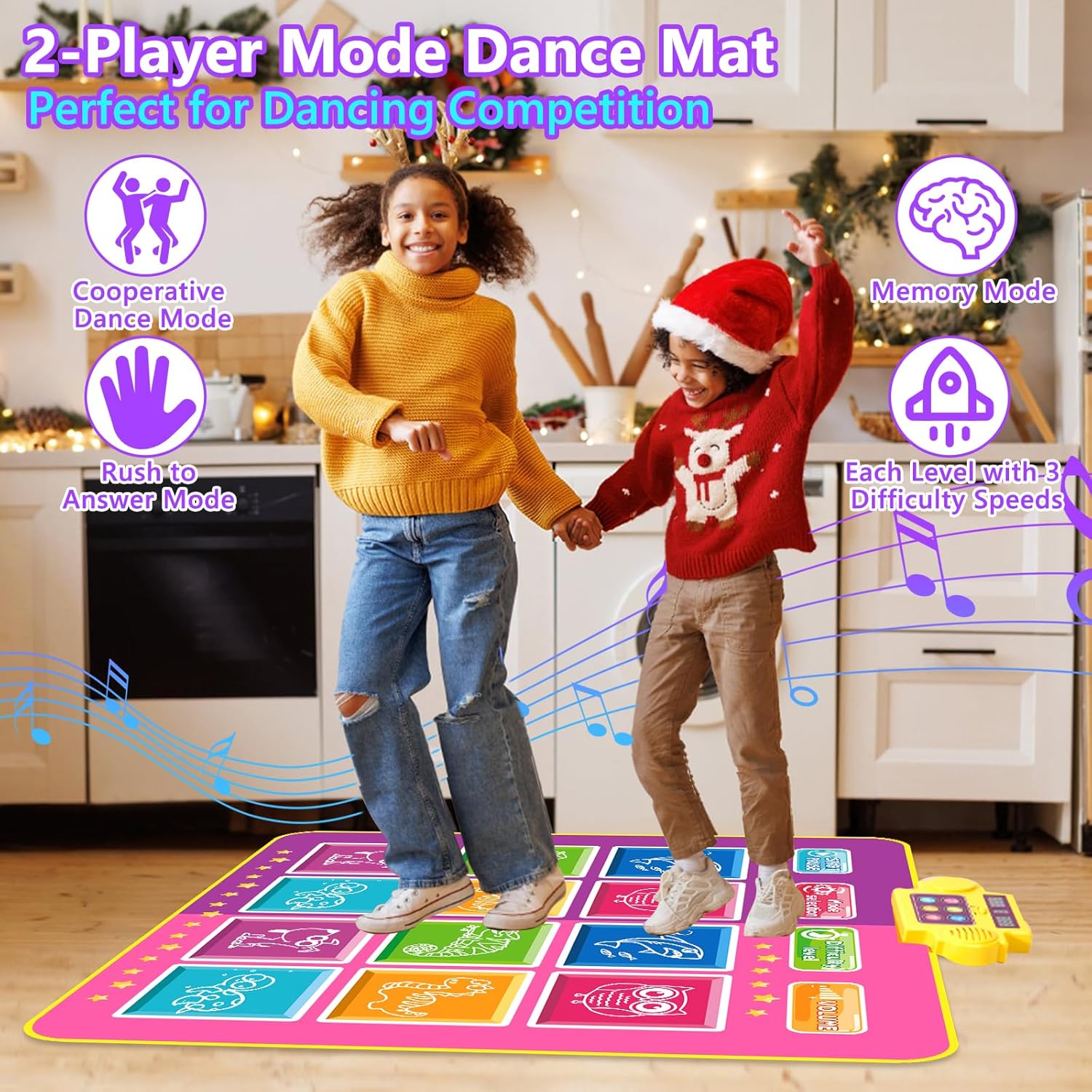 Juguetes de tapete de baile, regalo para niños y niñas de 3 a 12 años, tapete de baile de doble jugador, almohadilla electrónica con 12 botones