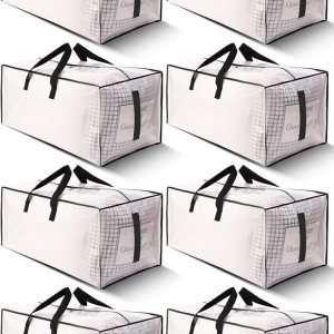 Paquete de 12 bolsas de mudanza grandes y fuertes con cremalleras y asas de transporte, resistente al agua, bolsa de almacenamiento resistente para Paquete de 12 bolsas de mudanza grandes y fuertes con cremalleras y asas de transporte, resistente al agua, bolsa de almacenamiento resistente para