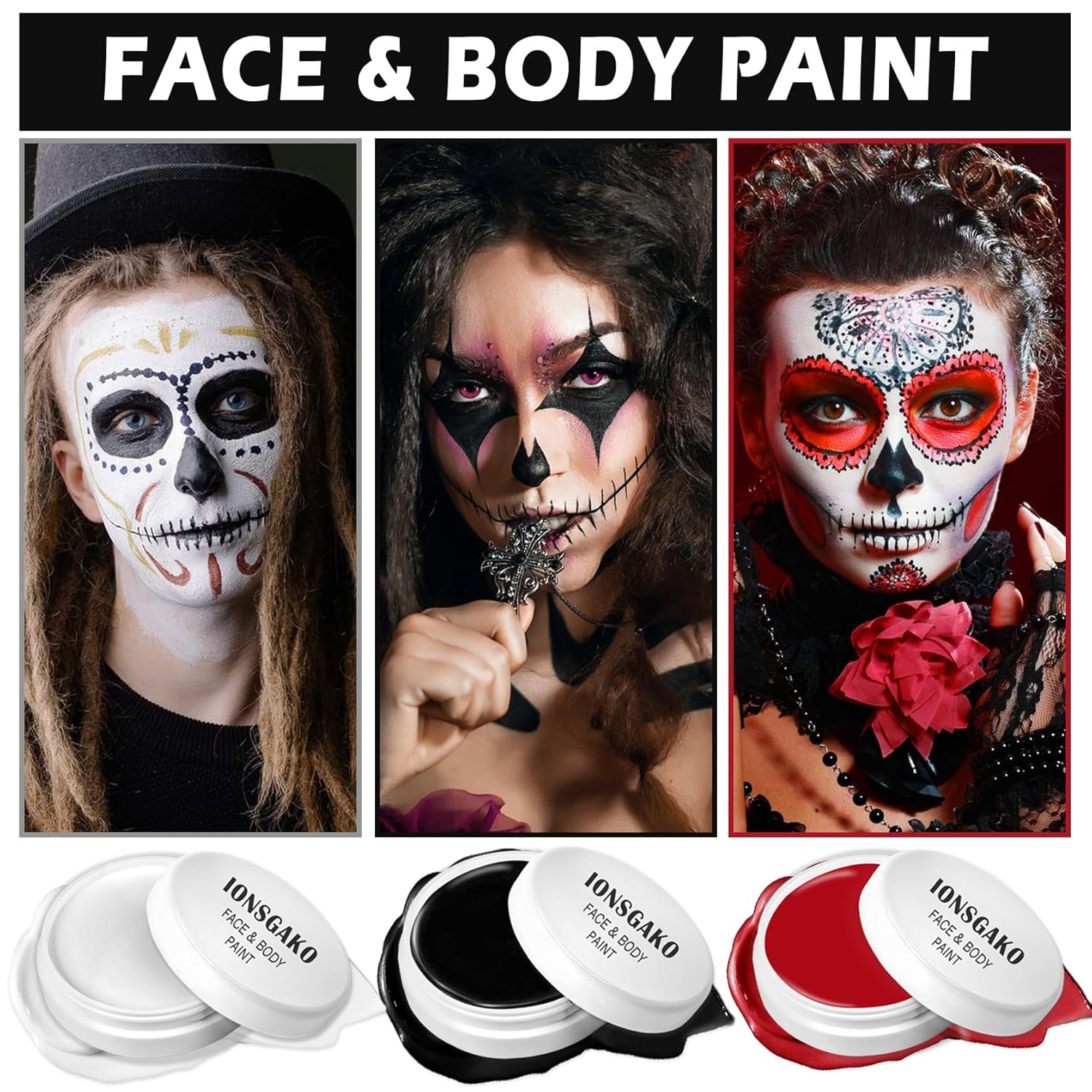 Kit de maquillaje de payaso de 3 piezas, pintura corporal profesional a base de aceite a base de aceite para adultos, Halloween, efectos especiales,