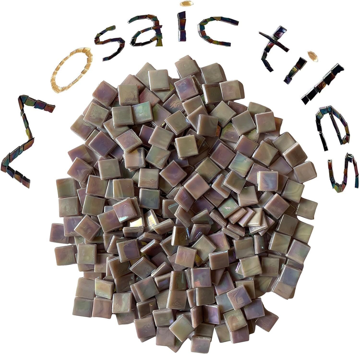 1.1lb Bulk Single Iridescent Color Mosaic Tiles for Crafts, Glass Mosaic Pieces for Mosaic Puzzles, Stained Glass Tiles for Mosaic DIY, Mosaic