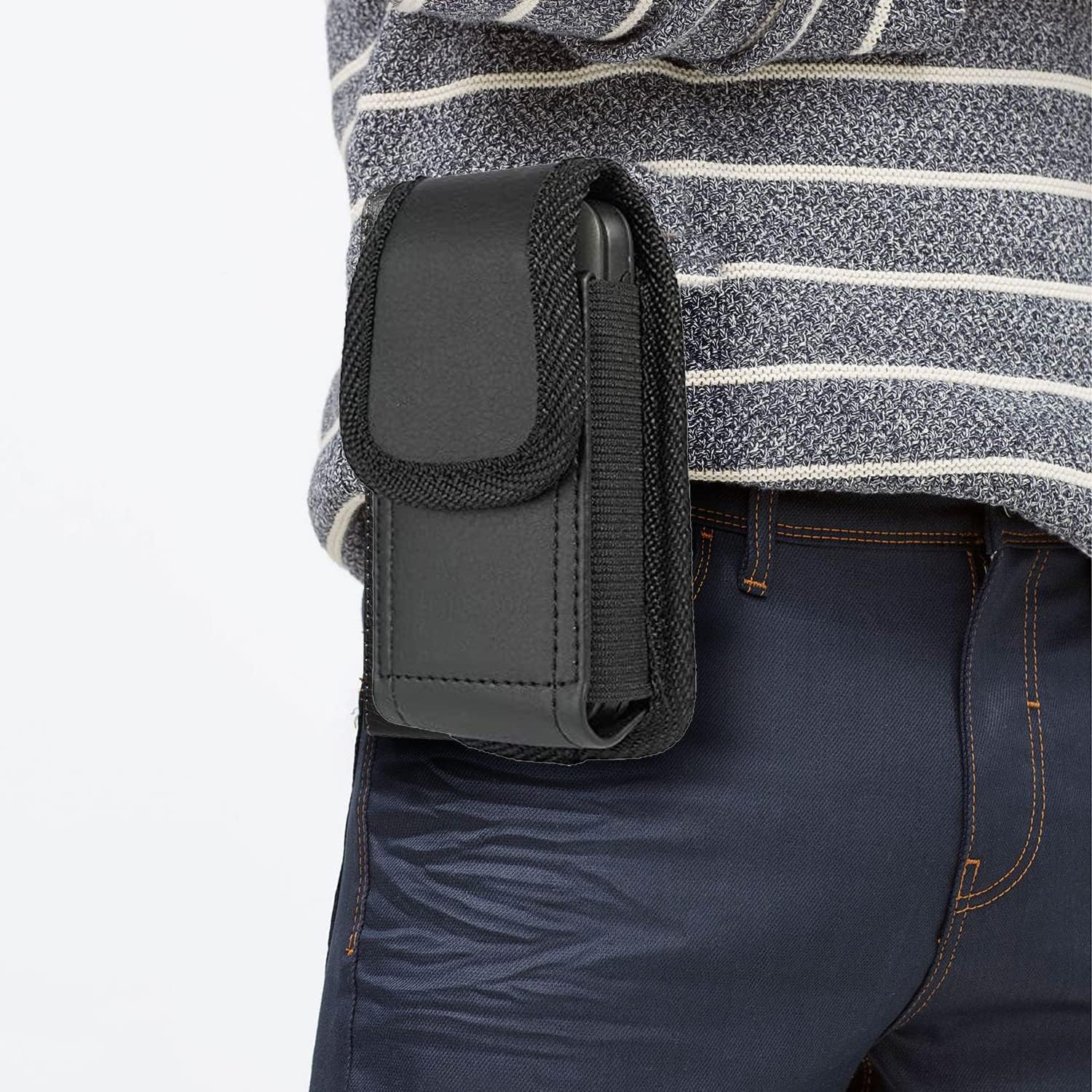 Funda Kyocera DuraXE Epic, Kyocera DuraXA Equip Case, Kyocera DuraXV Extreme Case, Funda elástica de piel vegana con clip de lazo de metal para