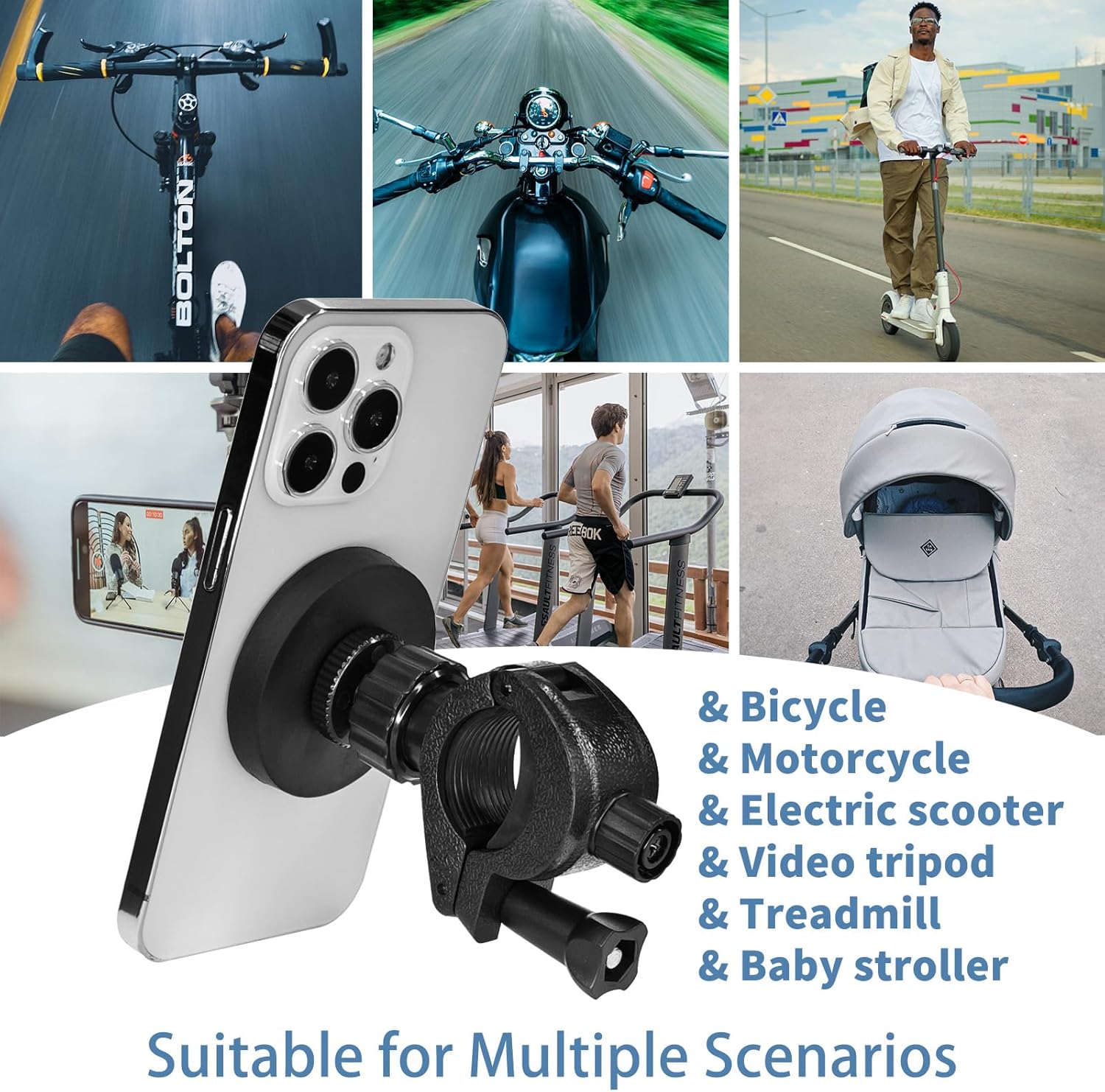 Soporte magnético para teléfono de bicicleta, soporte magnético para teléfono para bicicleta, cochecito, scooter, cinta de correr, motocicleta,