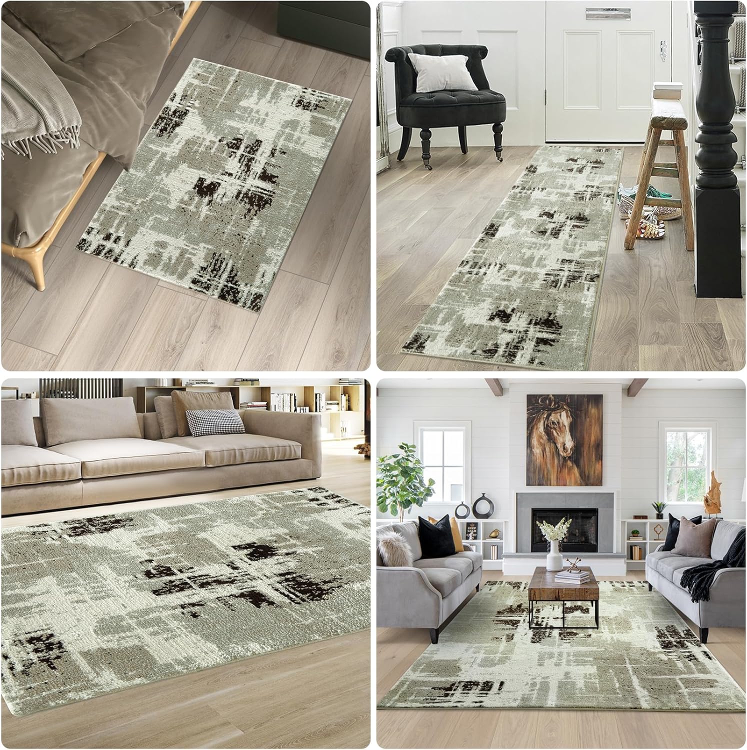 Zacoo Alfombras de área de 9 x 12 pies para decoración de sala de estar y dormitorio, alfombra moderna de pelo bajo, alfombra abstracta suave