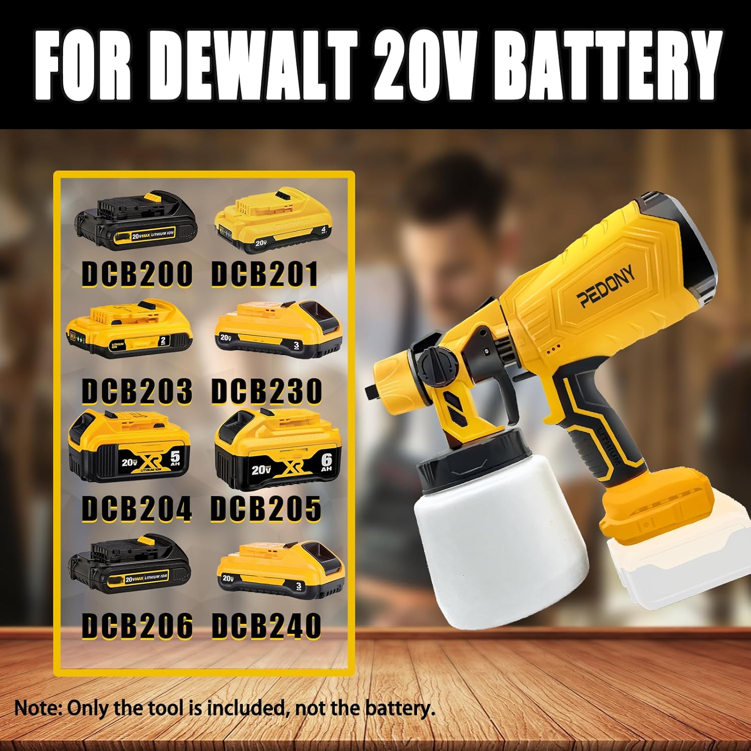 Pulverizador de pintura inalámbrico para batería DeWALT, pistola de pintura en aerosol HVLP con motor sin escobillas, 2 boquillas y 3 patrones,