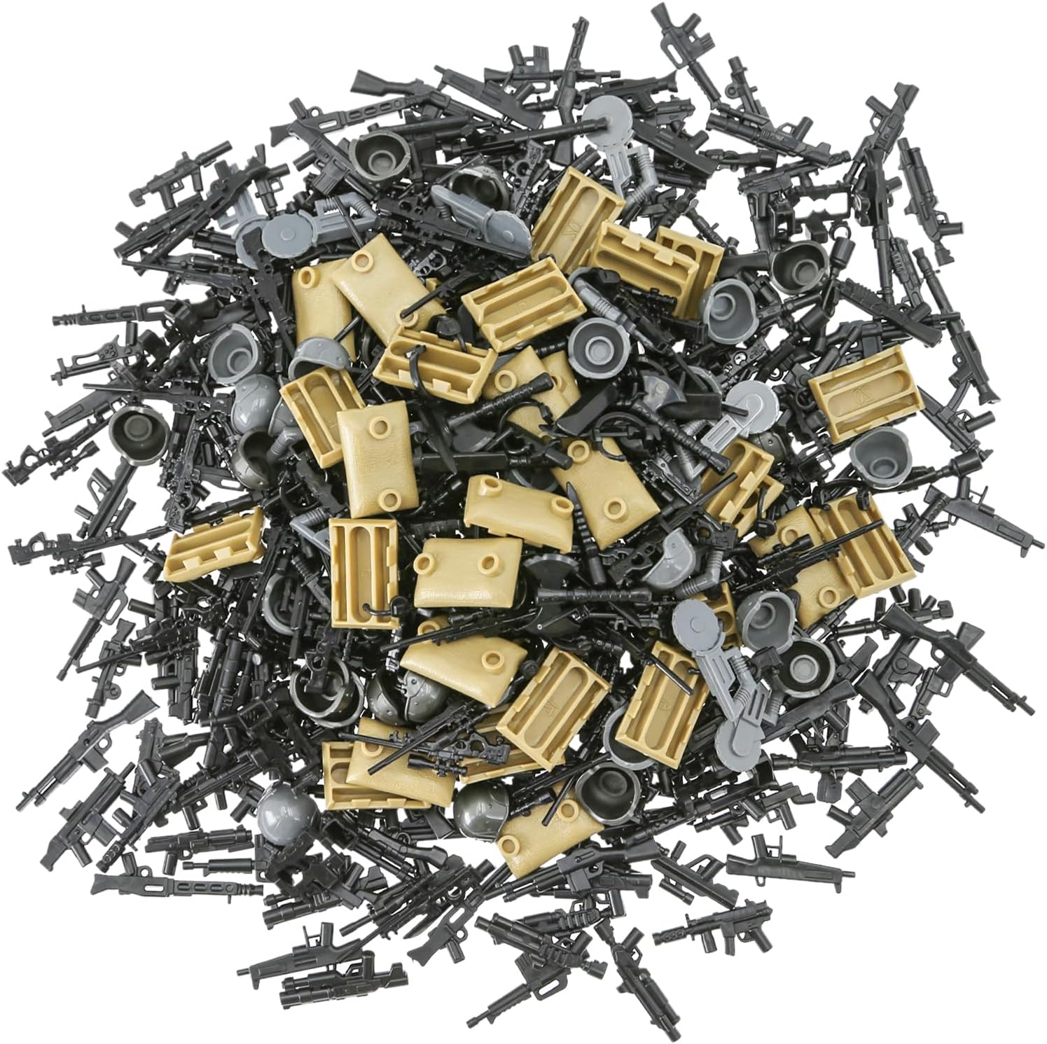 Paquetes de armas para minifiguras de bloques de construcción, equipo del ejército aleatorio para ladrillos-soldado juguete de bases militares WW2