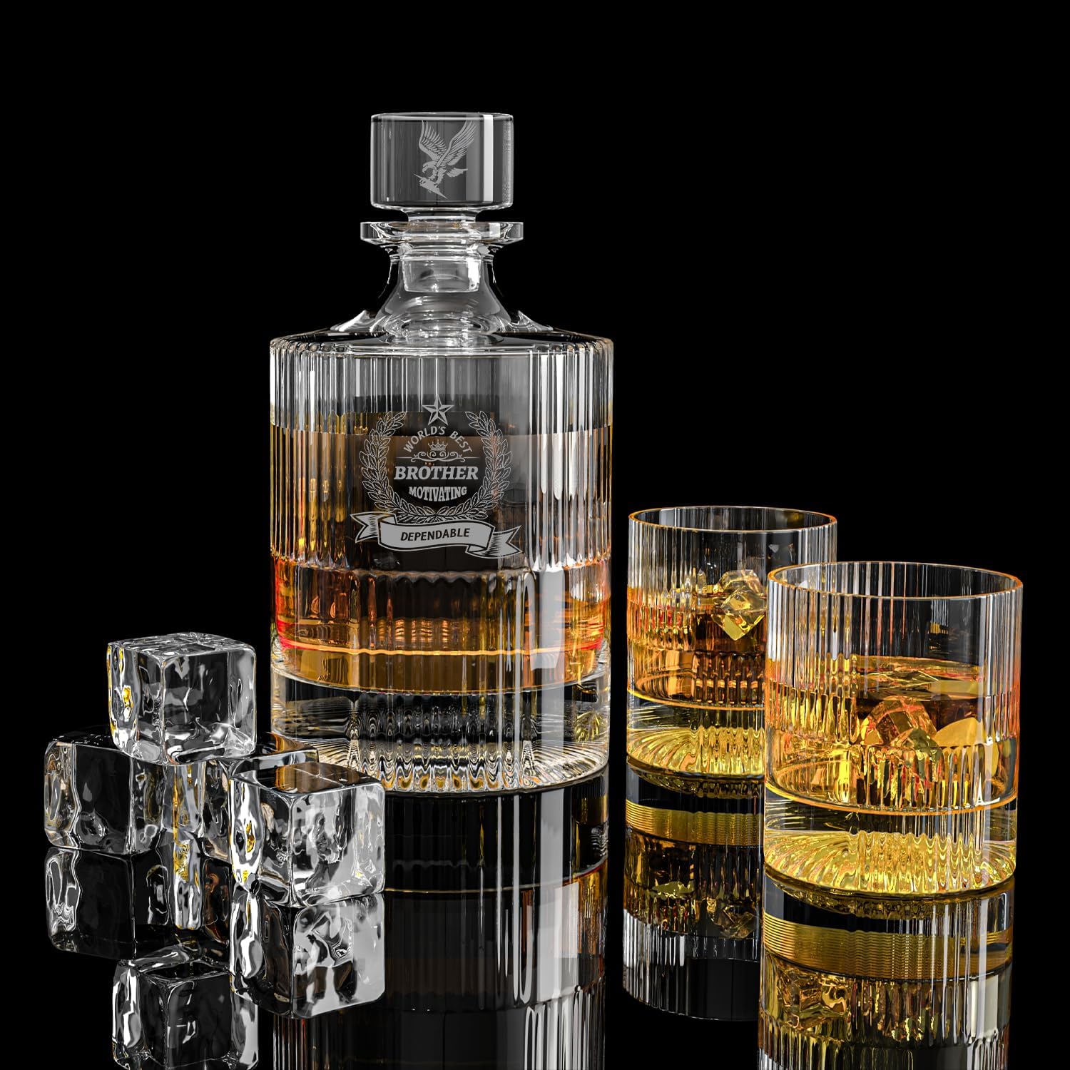 Whiskey Decanter Set with 2 Whiskey Glasses Great Bourbon Whiskey Gifts for Men Dad Husband Boyfriend Anniversary, Birthday Gifts 35OZ Liquor