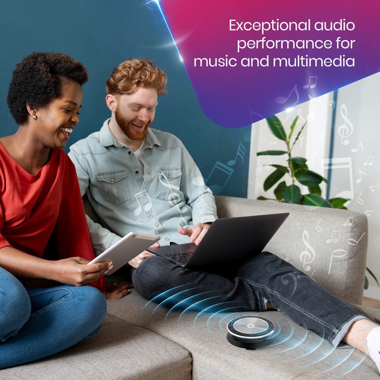 EPOS – Sennheiser Expand 30 Altavoz Bluetooth portátil – Paquete global Teck con paño de microfibra GTW – Compatible con equipos, Zoom, Webex,