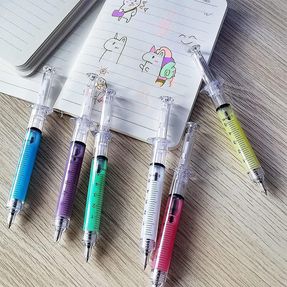Leery Bolígrafos de jeringa de macaron, bolígrafos retráctiles multicolor para enfermeras, regalos de fiesta de estudiantes de enfermería,