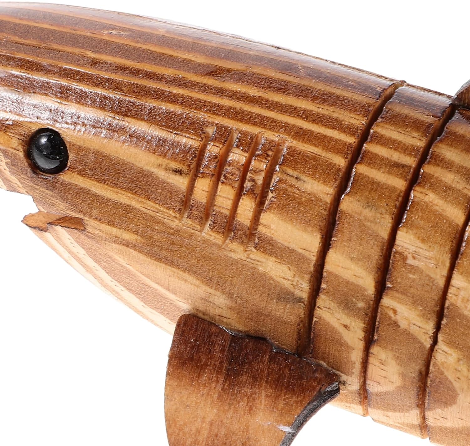 Garneck Juguete de tiburón de madera, 10 piezas, sin terminar, articulación de animales, flexible, modelo de tiburón de pez para niñas y niños