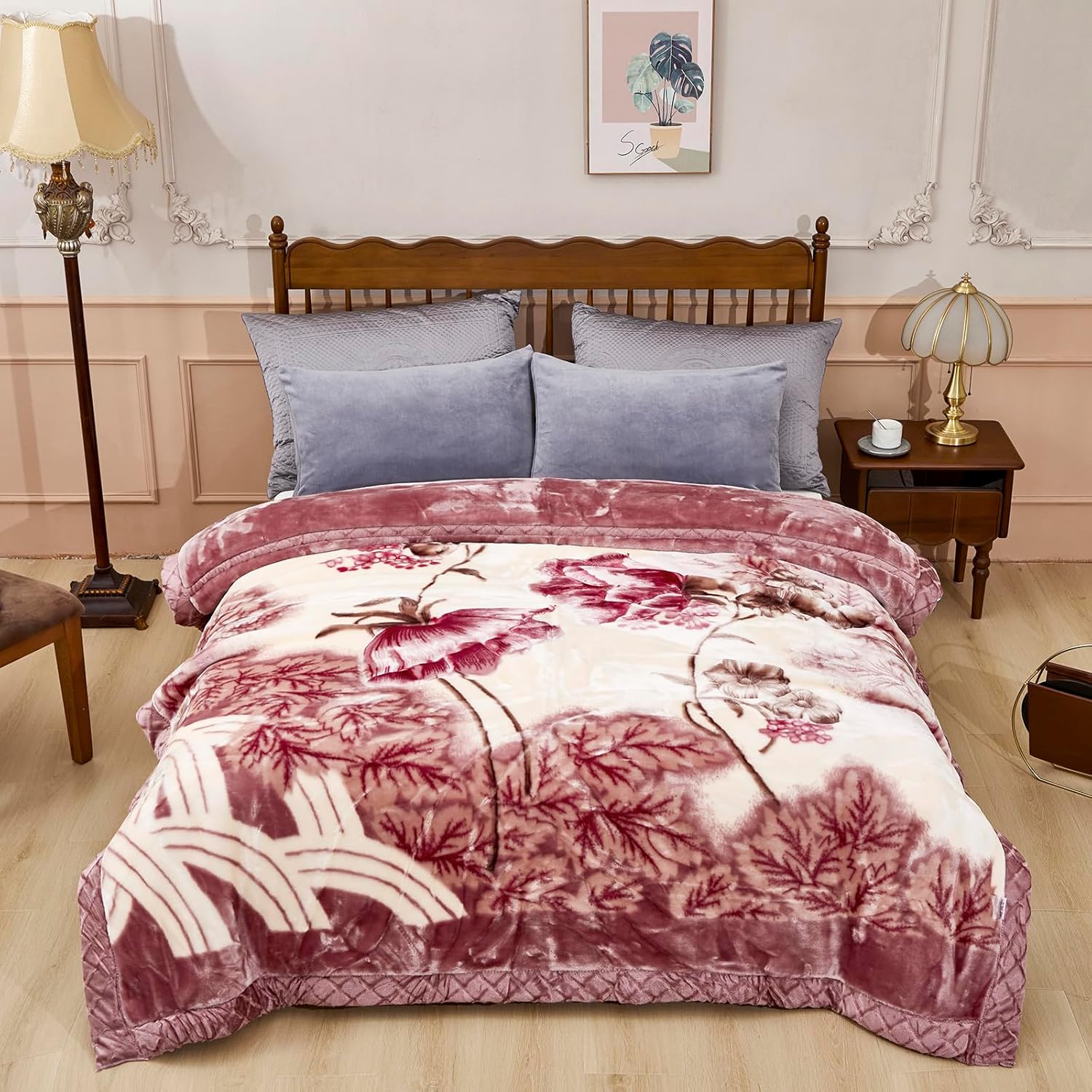 LGYKUMEG Manta de forro polar de visón de 59 x 79 pulgadas, 2 capas reversibles y sedosas de felpa cálida para otoño e invierno, 5.5 libras.