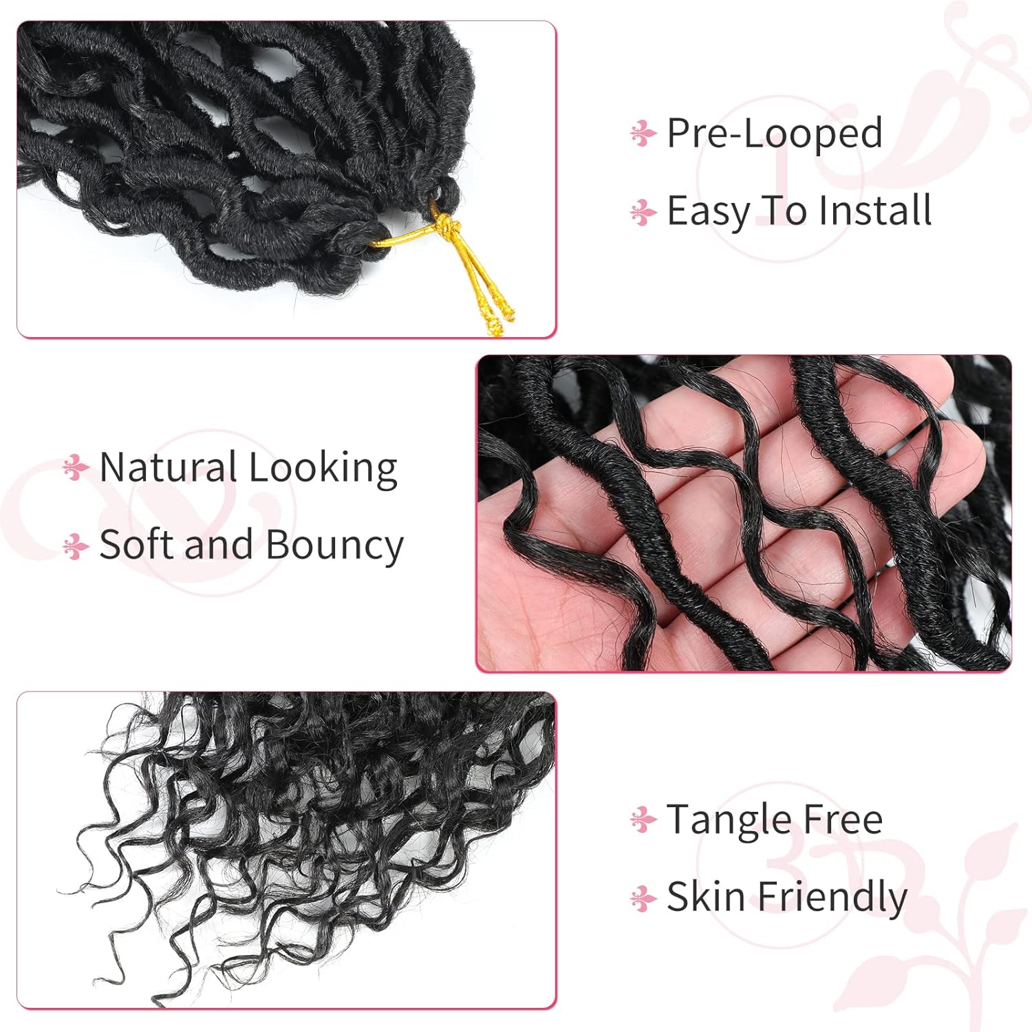 Goddess – Rastas de pelo sintético de ganchillo de 18 pulgadas, 8 paquetes de rastas sintéticas de ganchillo para mujeres negras, cabello de