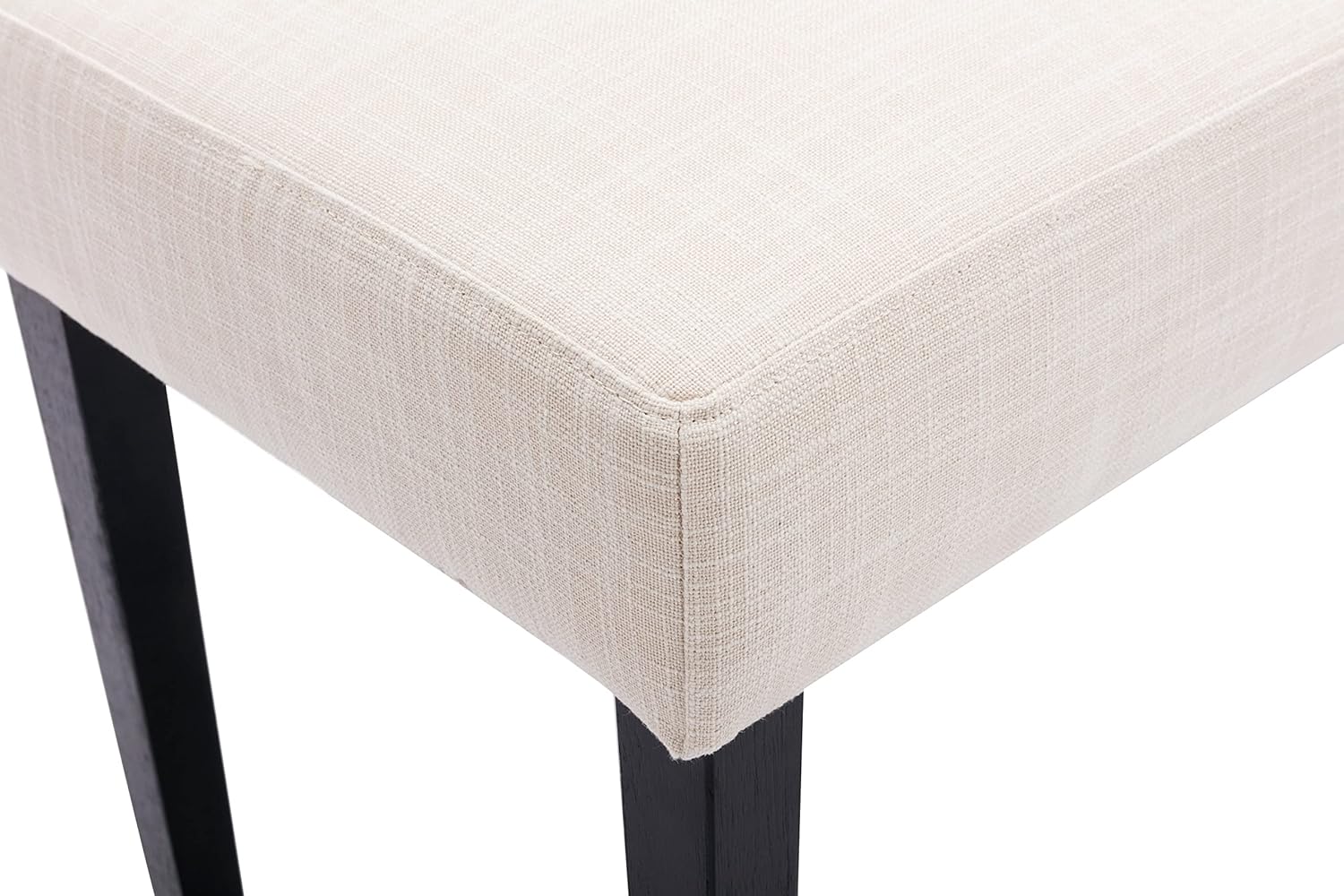 Wahson Juego de 2 bancos de comedor tapizados de lino de granja, asiento de comedor de 45 pulgadas de largo con patas de madera negra, beige