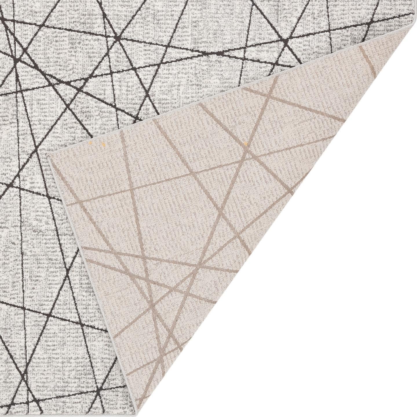 LUXE WEAVERS Alfombra de arte moderno, 5 x 7, diseño de líneas abstractas, color gris