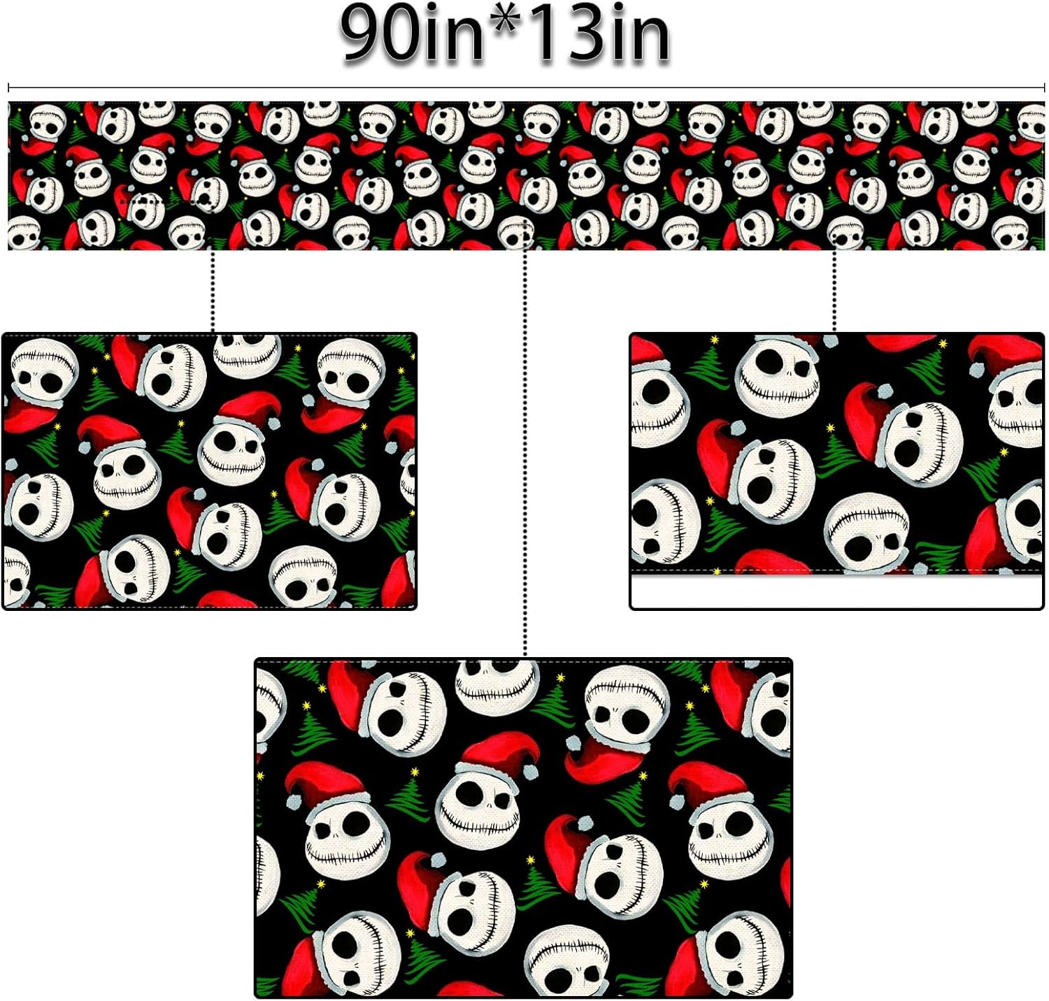 Sunwer Nightmare Before Christmas Camino de mesa rústico de Halloween Jack Skellington para fiesta de cumpleaños para interiores y exteriores,