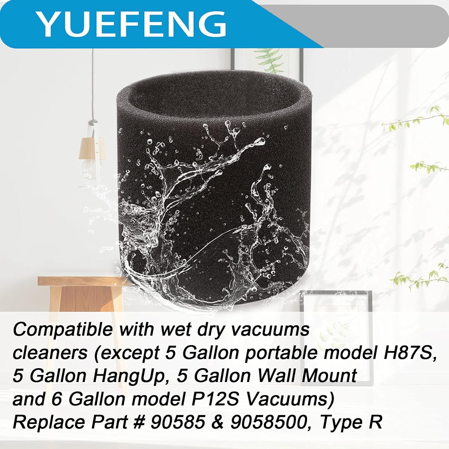 YUEFENG Filtro compatible con Shop-Vac 90350 90304 90333 Reemplazo se adapta a la mayoría de aspiradoras húmedassecas de 5 galones y más (2+2+4)