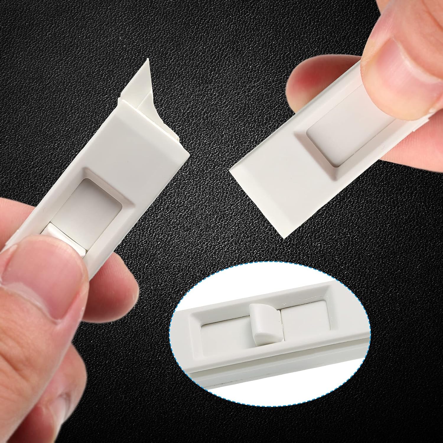 Pares de pestillo inclinable de plástico blanco, pares de pestillo de inclinación para ventana corrediza con resorte para accesorios de ventana del