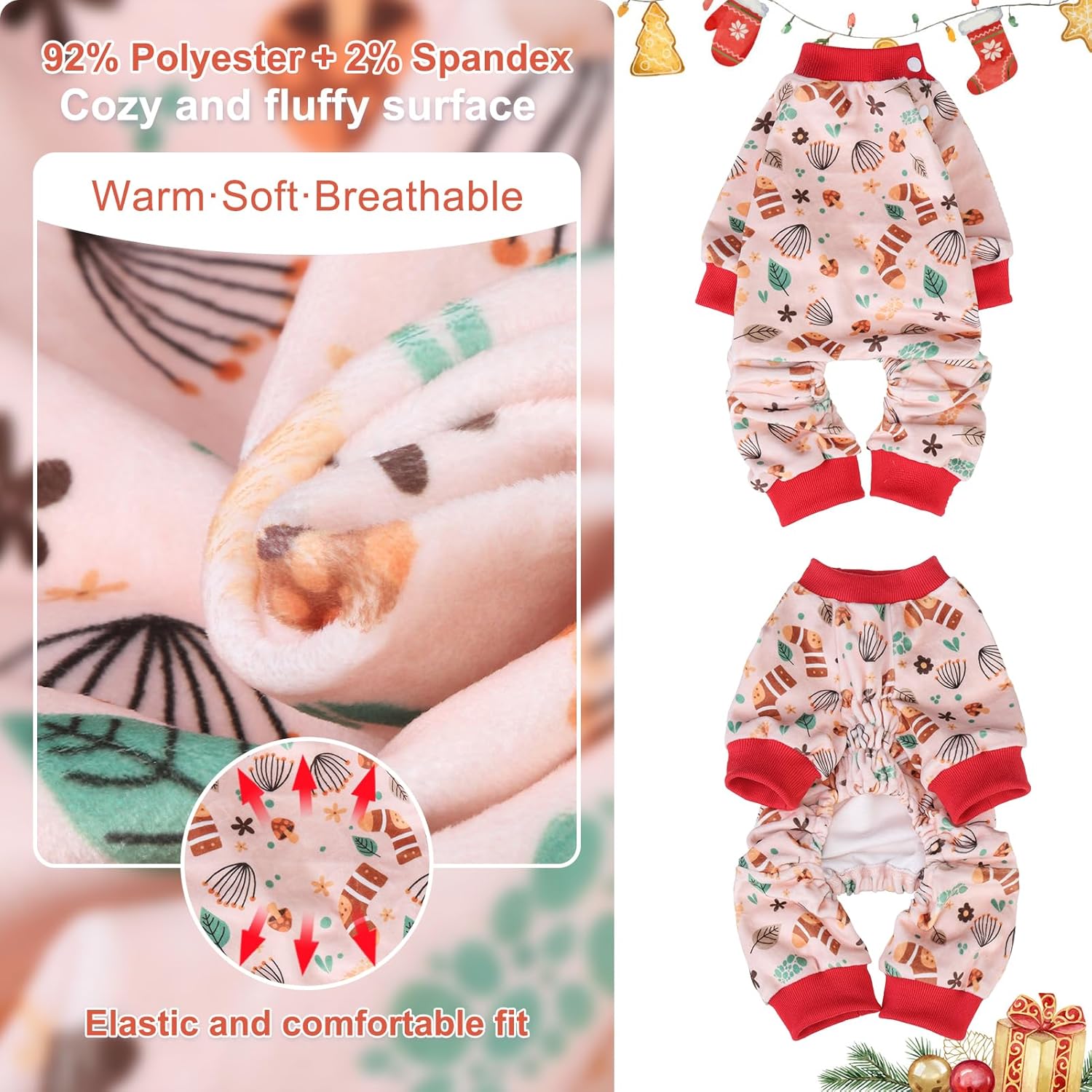 BEAUTYZOO Pijama elástico para perros pequeños y medianos, ropa de terciopelo suave para primavera y verano, para niñas y niños, con cuello